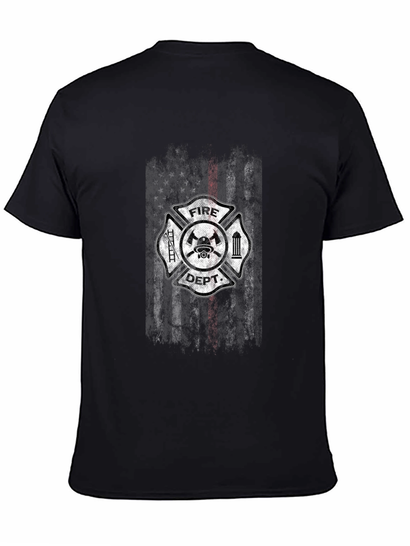 Fire Dept Thin Red Line USA Flag Graphic T-Shirt
