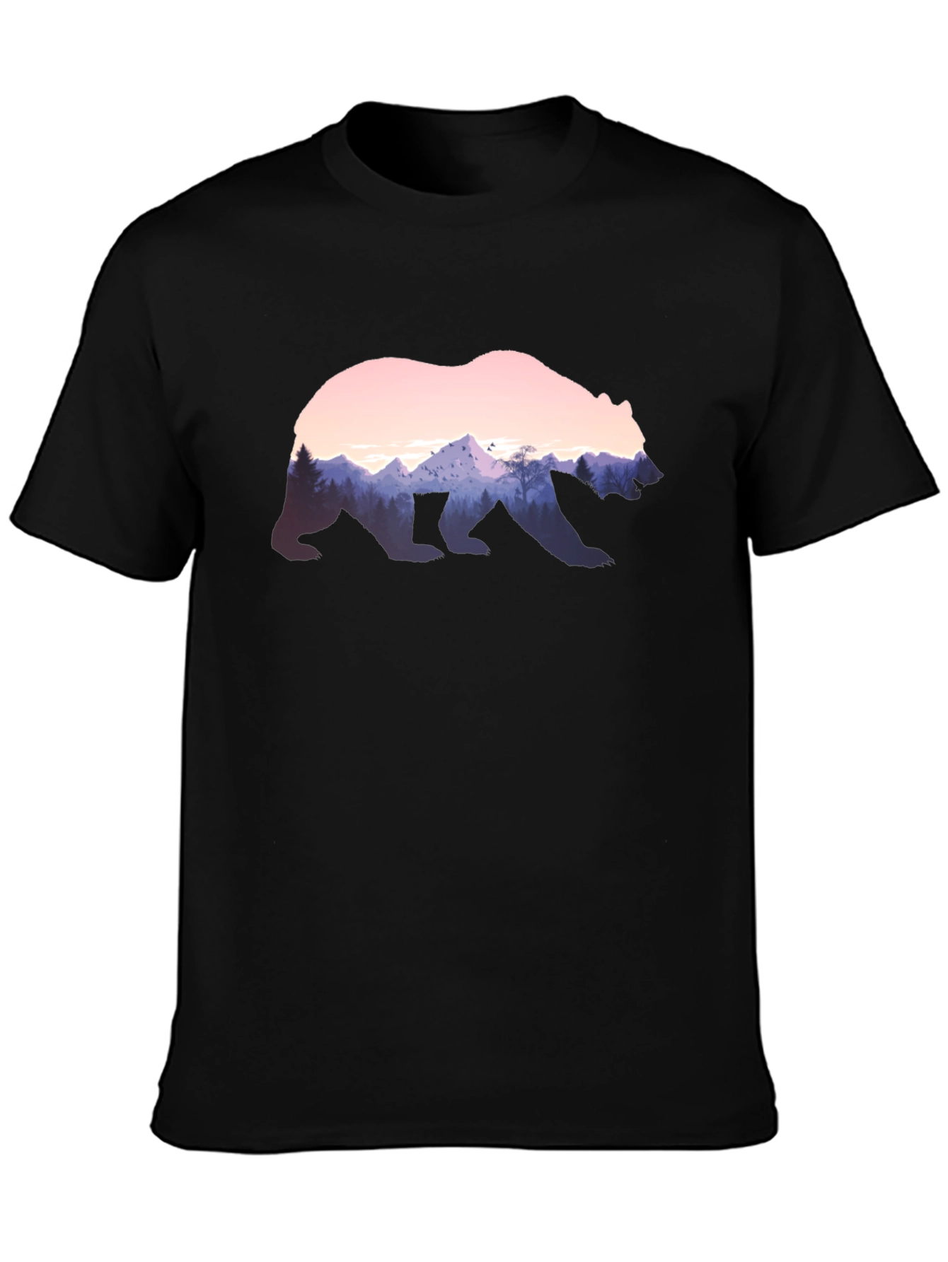 Bear Silhouette Mountain Scene Graphic Tee