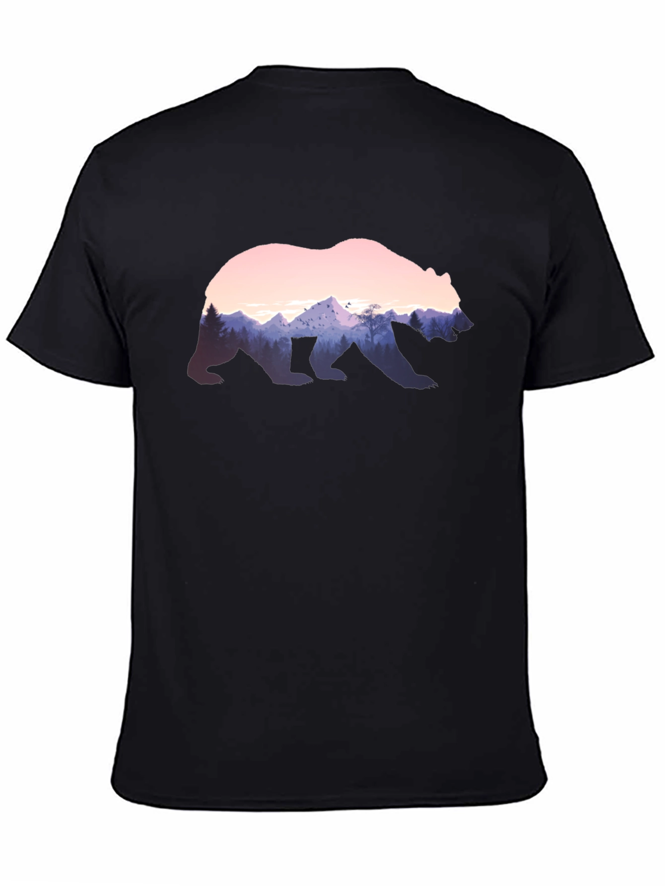 Bear Silhouette Mountain Scene Graphic Tee