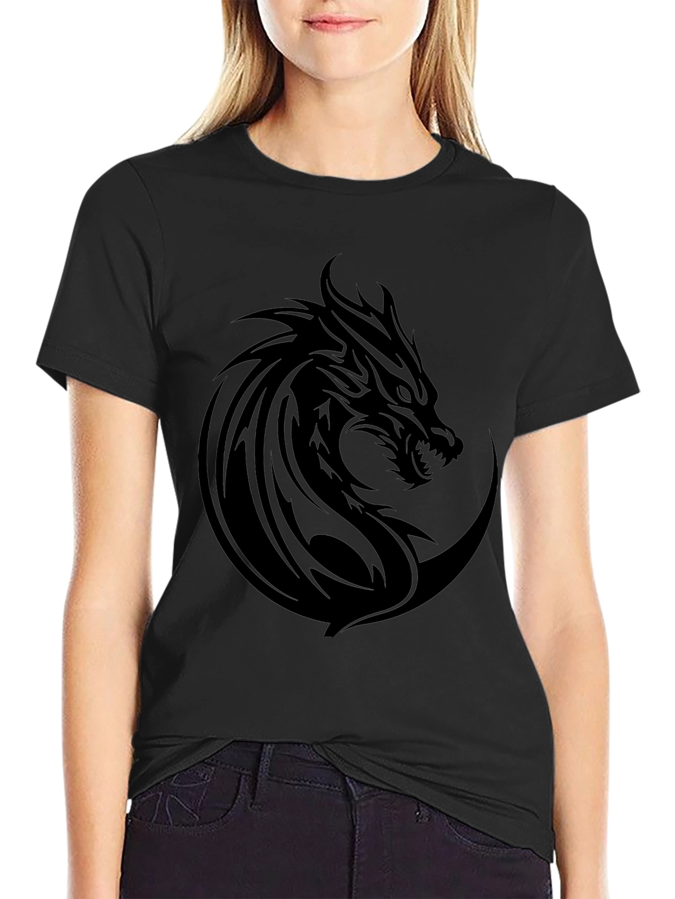 Mens Black Dragon Graphic Tee - Stylish & Bold