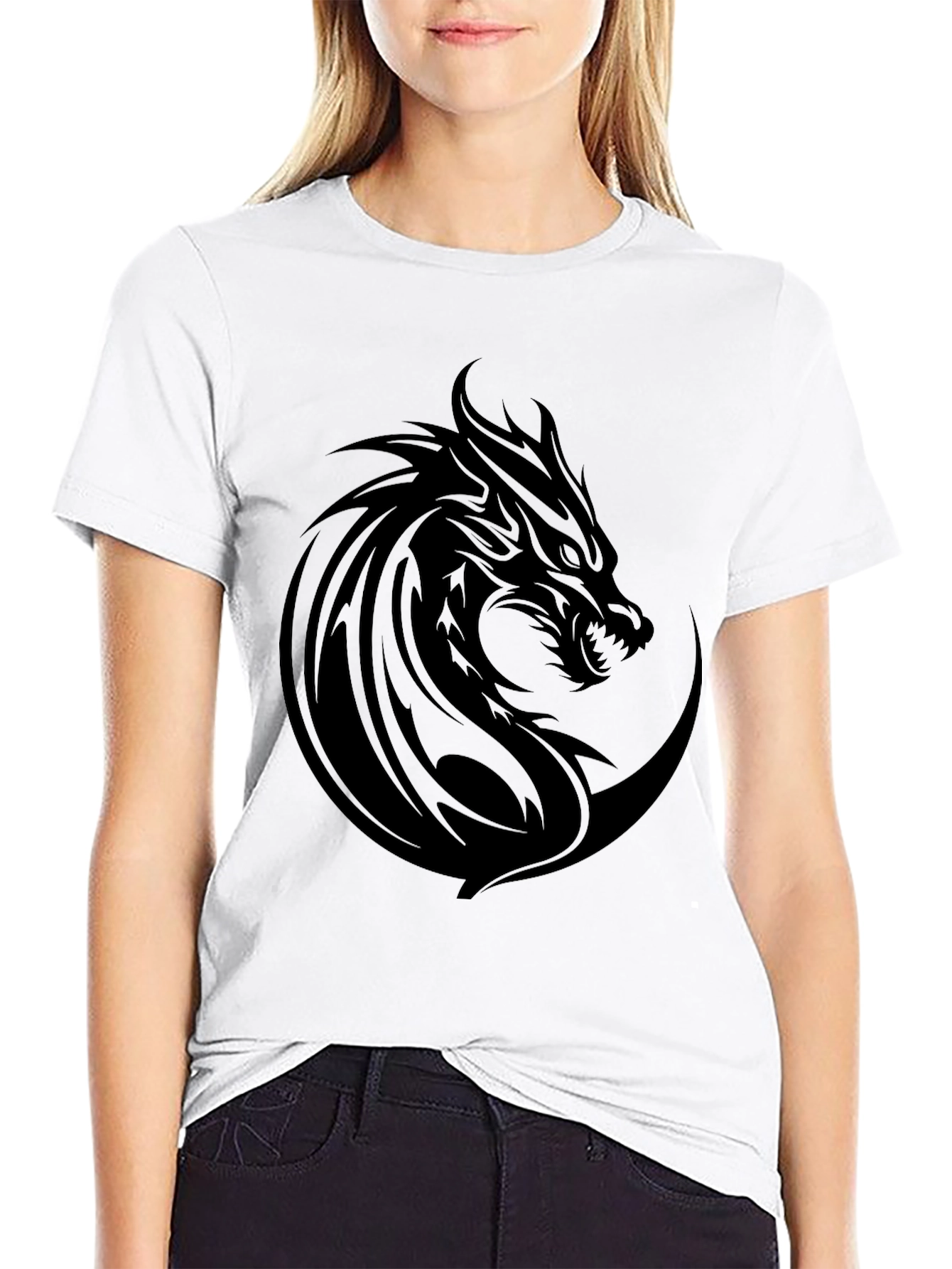 Mens Black Dragon Graphic Tee - Stylish & Bold