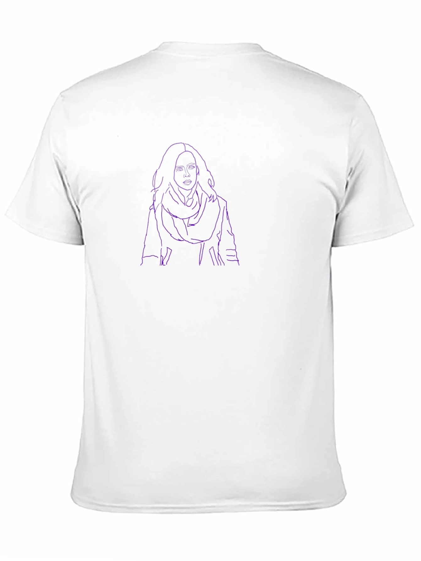 Purple Outline Portrait Black T-Shirt