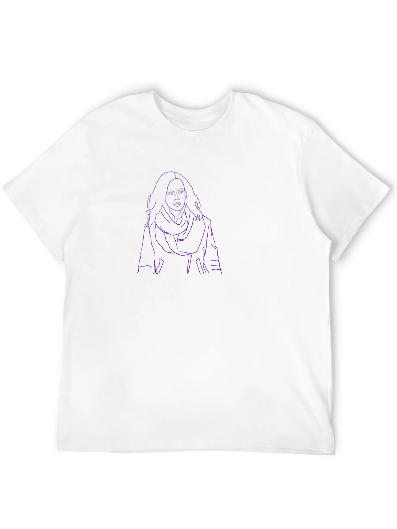 Purple Outline Portrait Black T-Shirt