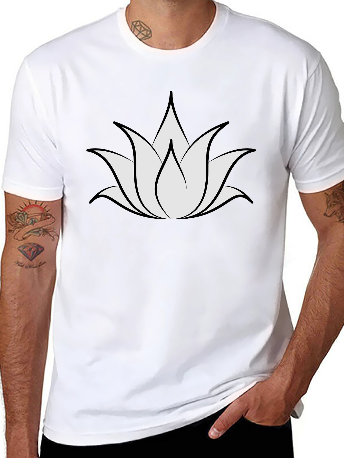 Lotus Flower Graphic Black T-Shirt