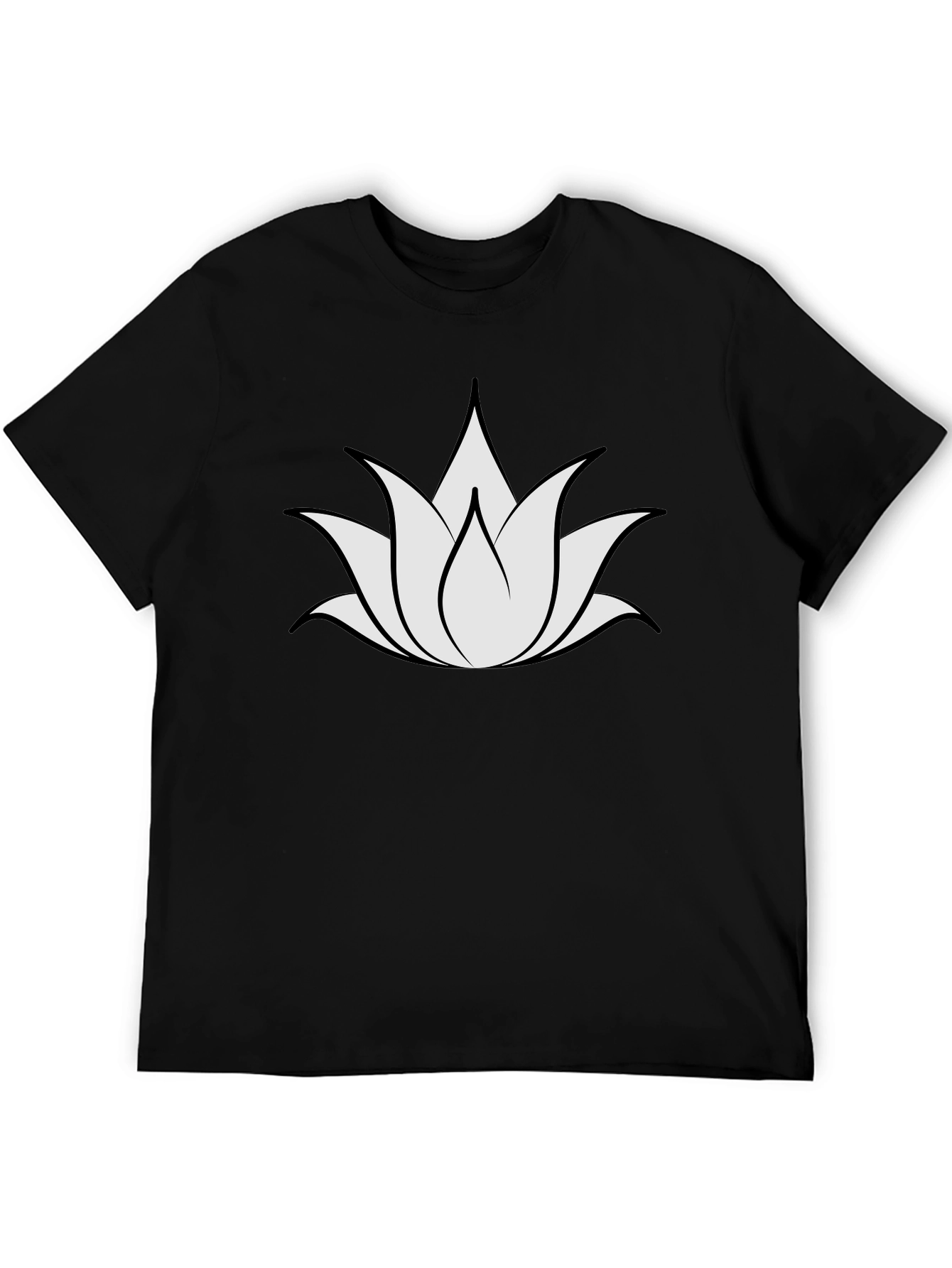 Lotus Flower Graphic Black T-Shirt