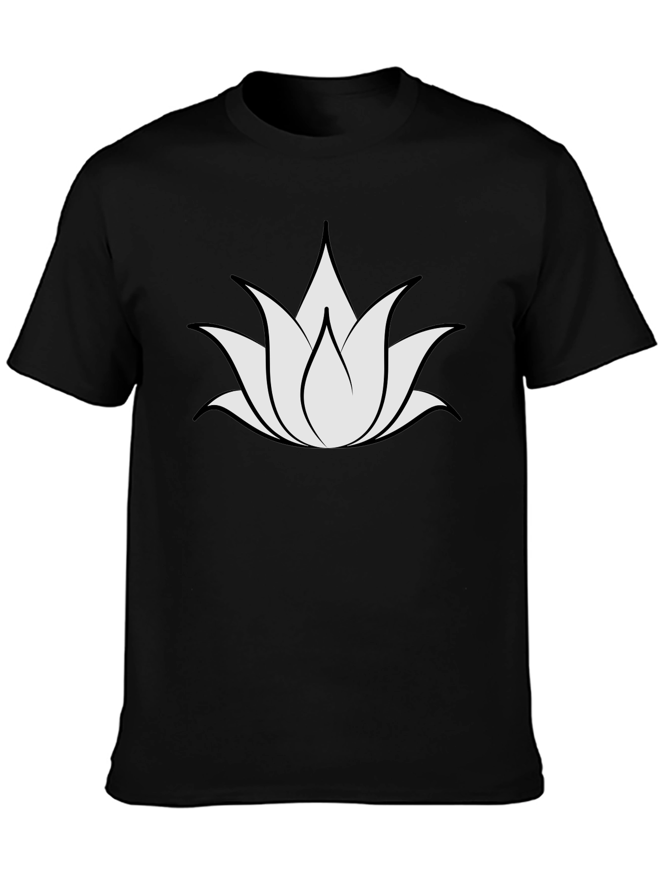 Lotus Flower Graphic Black T-Shirt