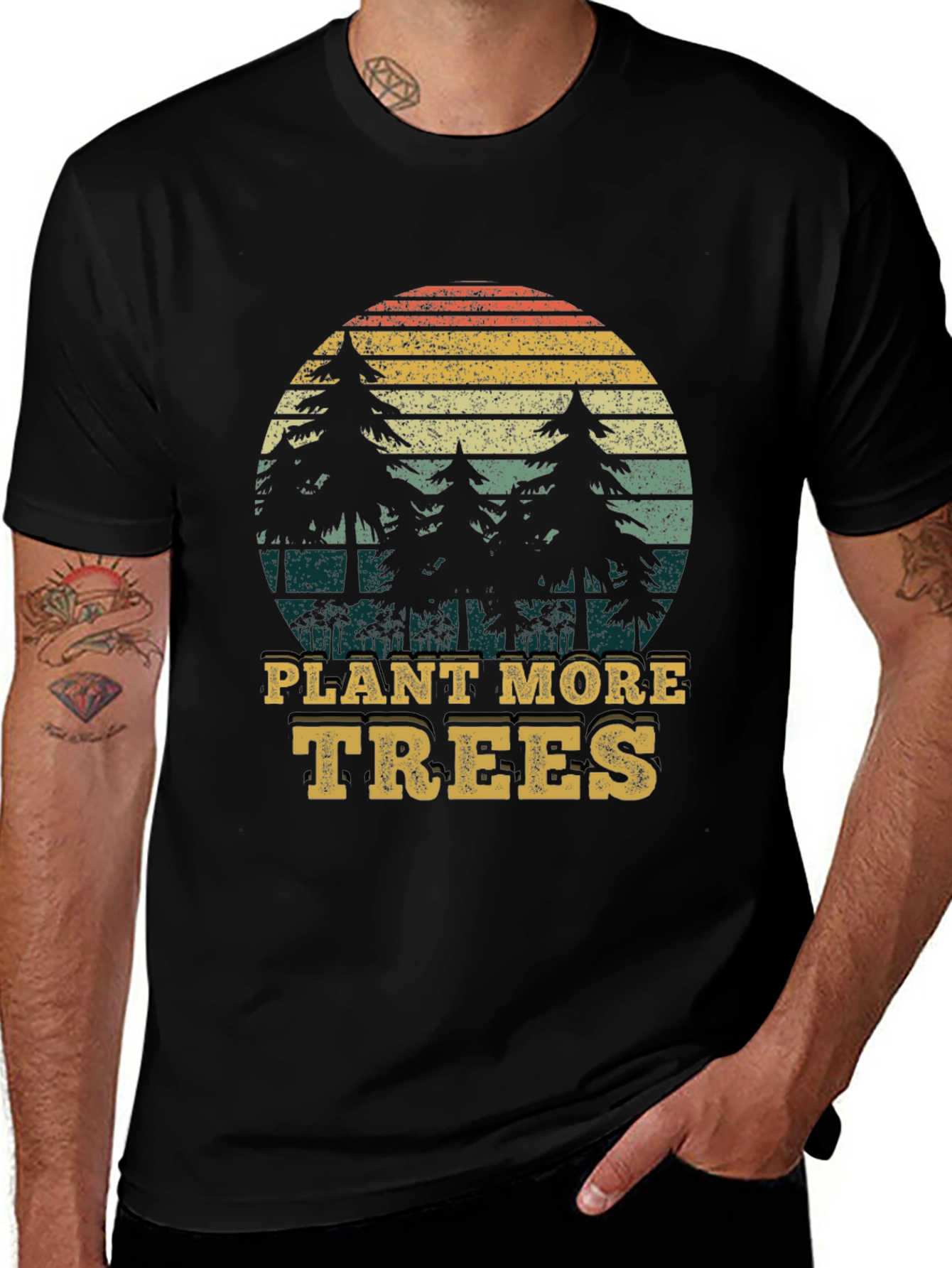 Plant More Trees Graphic Tee - Black