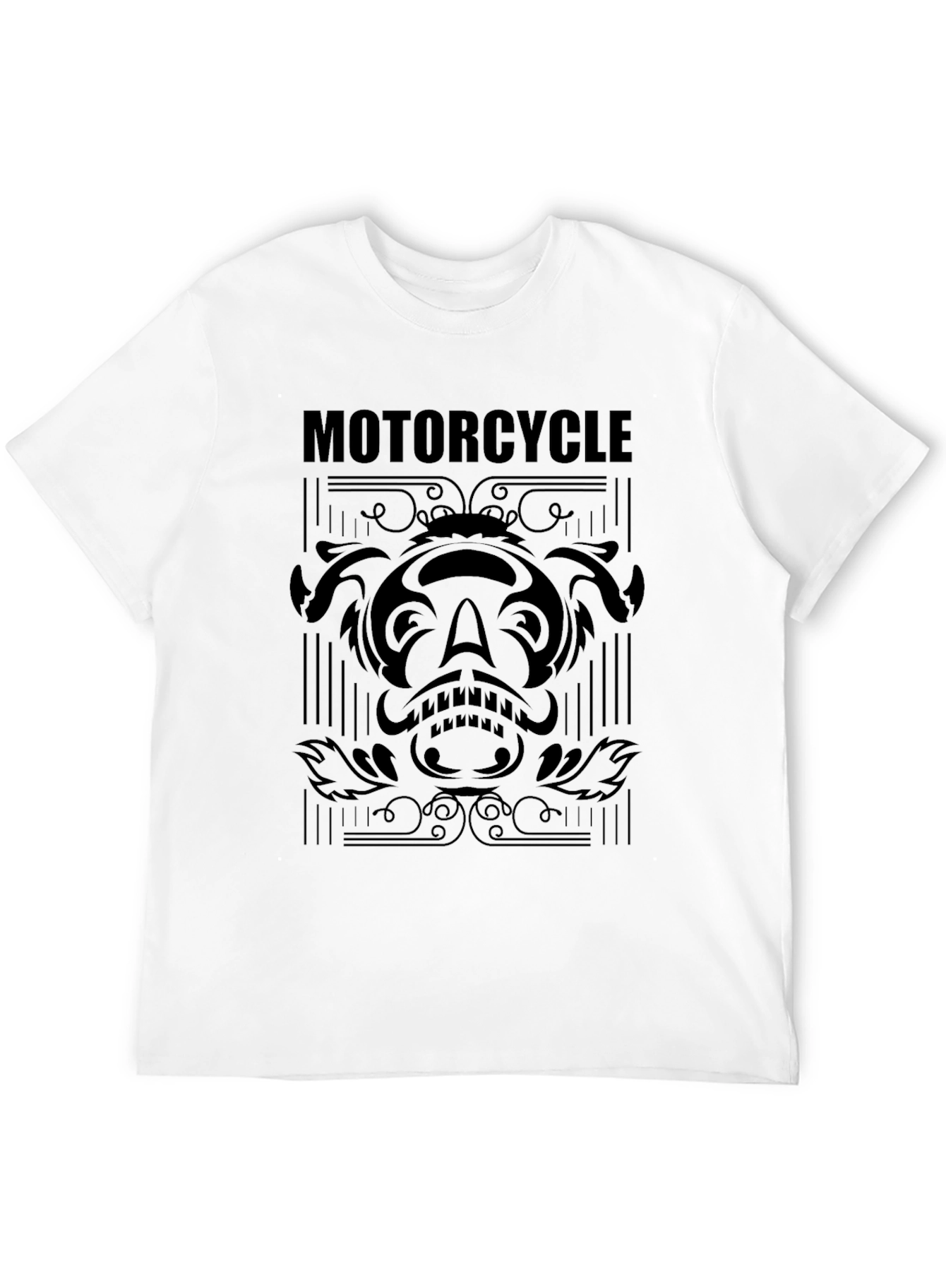 Motorcycle Graphic Tee - Black Cotton T-Shirt
