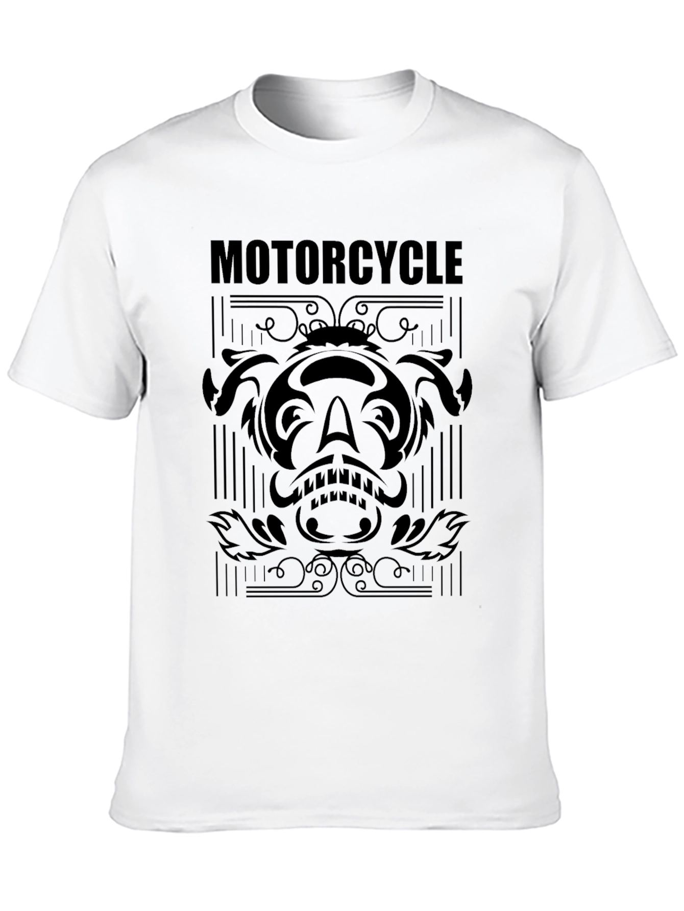 Motorcycle Graphic Tee - Black Cotton T-Shirt