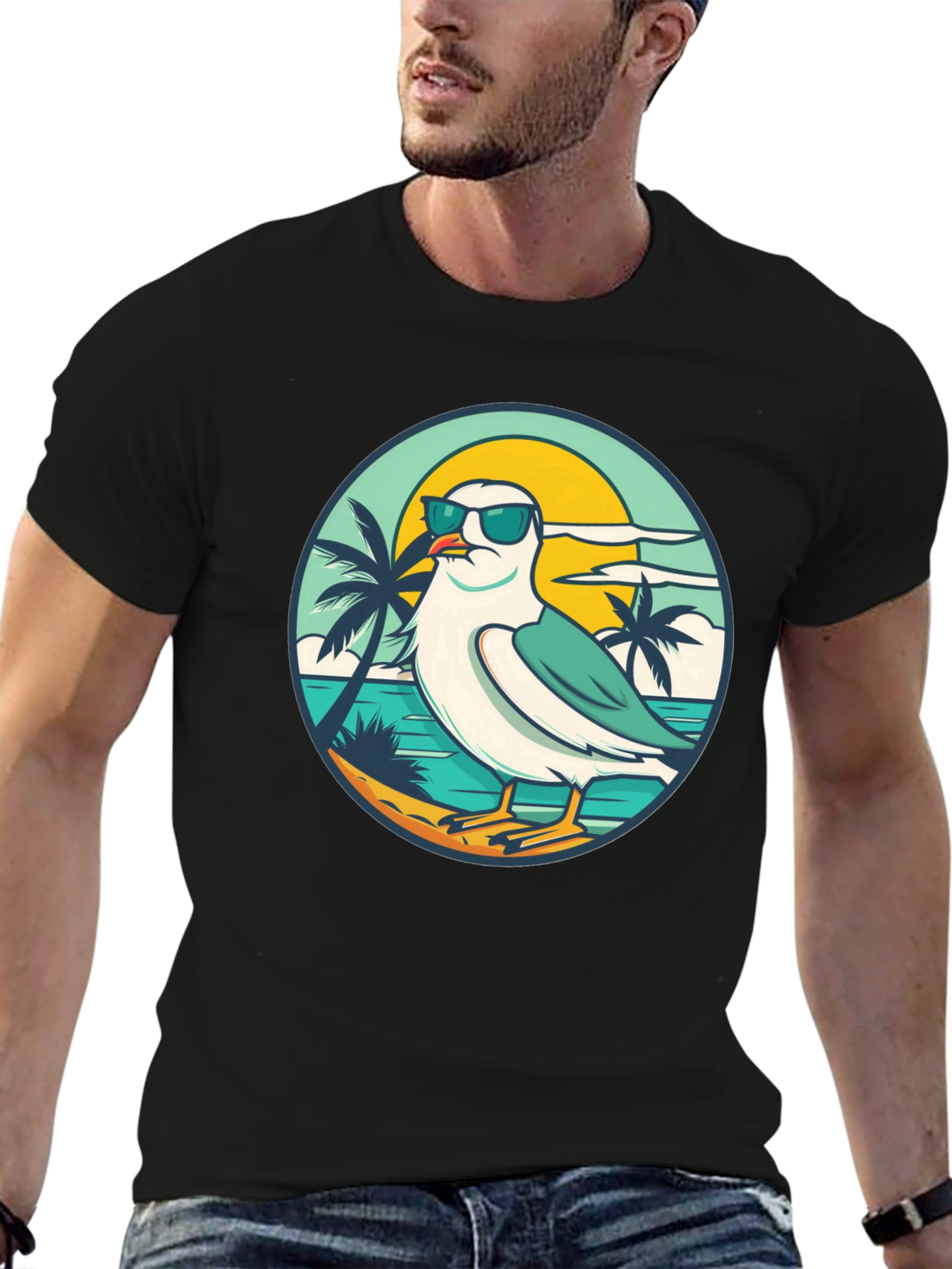 Cool Seagull Graphic Tee - Beach Vibes