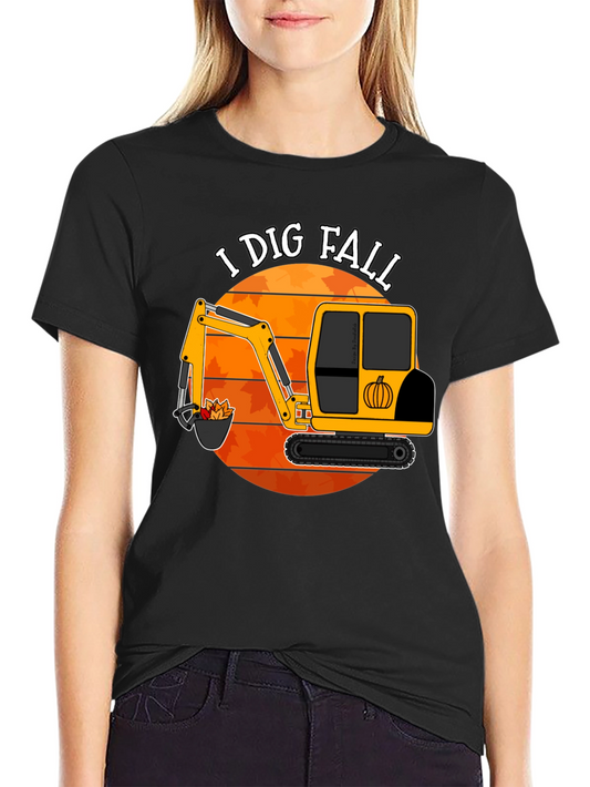 I Dig Fall T-Shirt - Excavator Pumpkin Autumn Tee