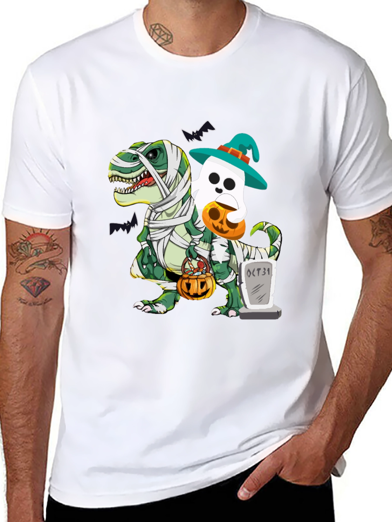 Halloween Dinosaur Ghost Mummy T-Shirt