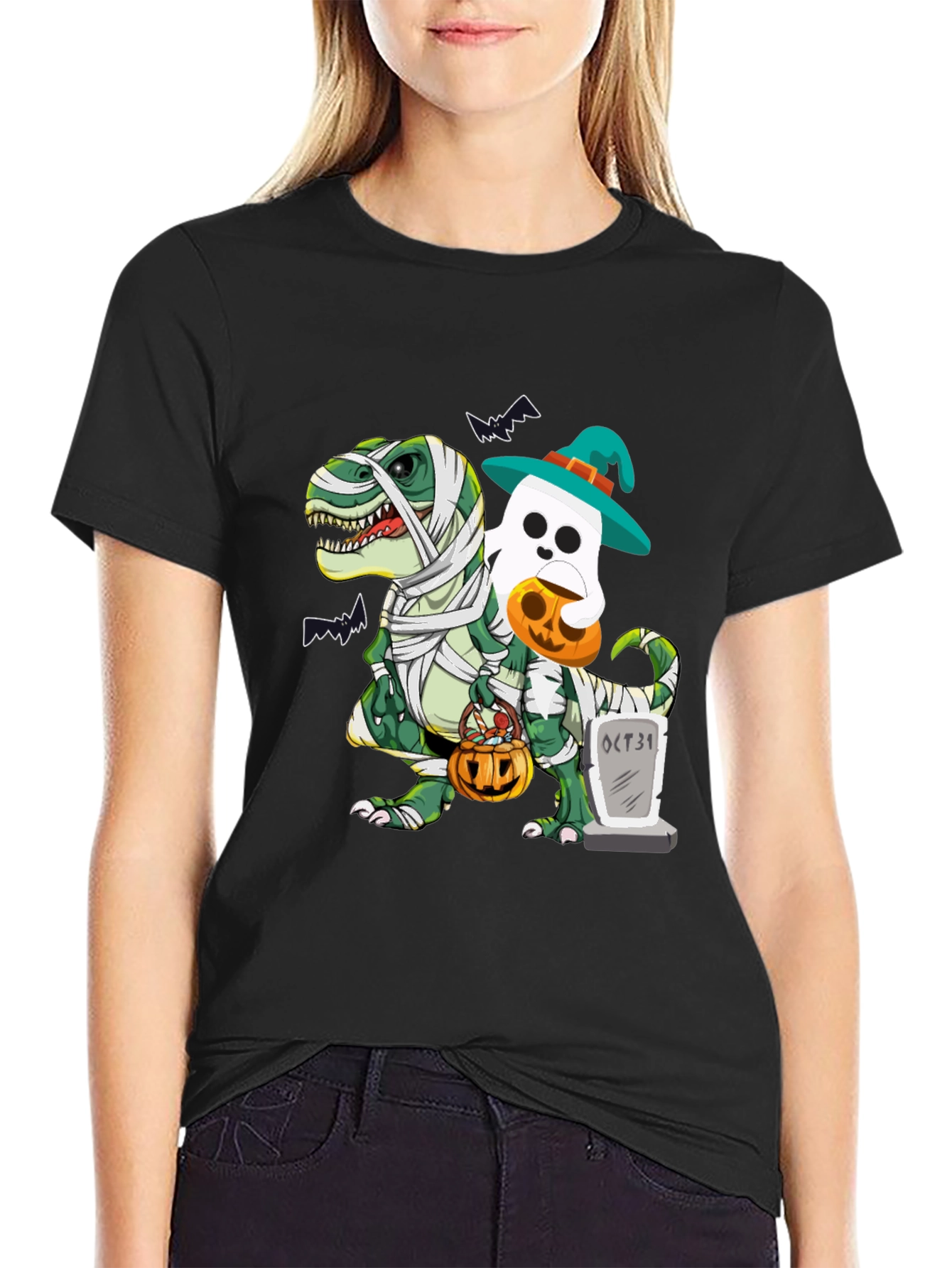Halloween Dinosaur Ghost Mummy T-Shirt