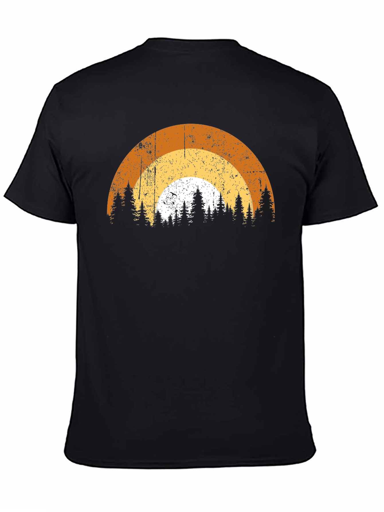 Retro Sunset Forest T-Shirt - Black Graphic Tee