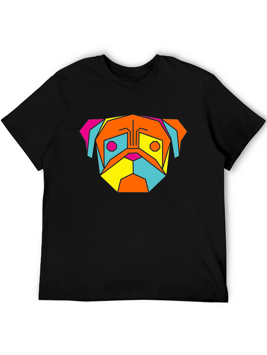 Geometric Pug T-Shirt - Modern Graphic Tee