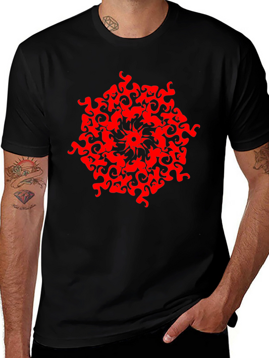 Abstract Red Design Black T-Shirt