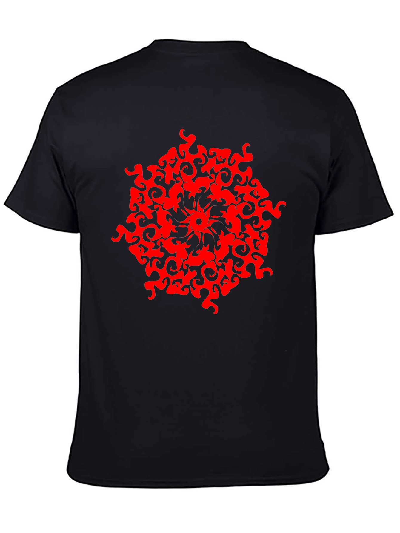 Abstract Red Design Black T-Shirt