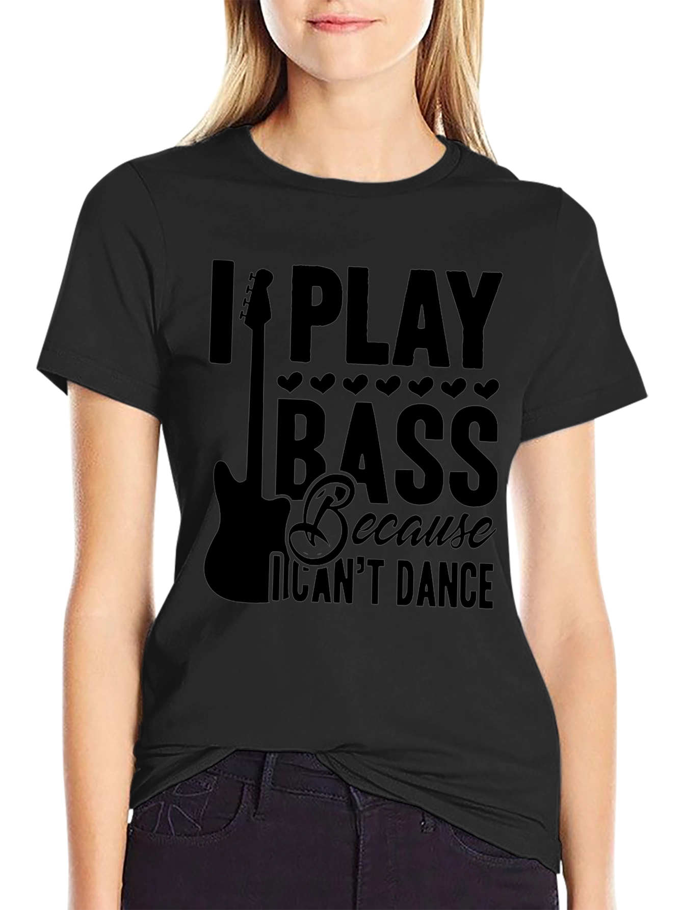 I Play Bass Black T-Shirt - Musician Gift