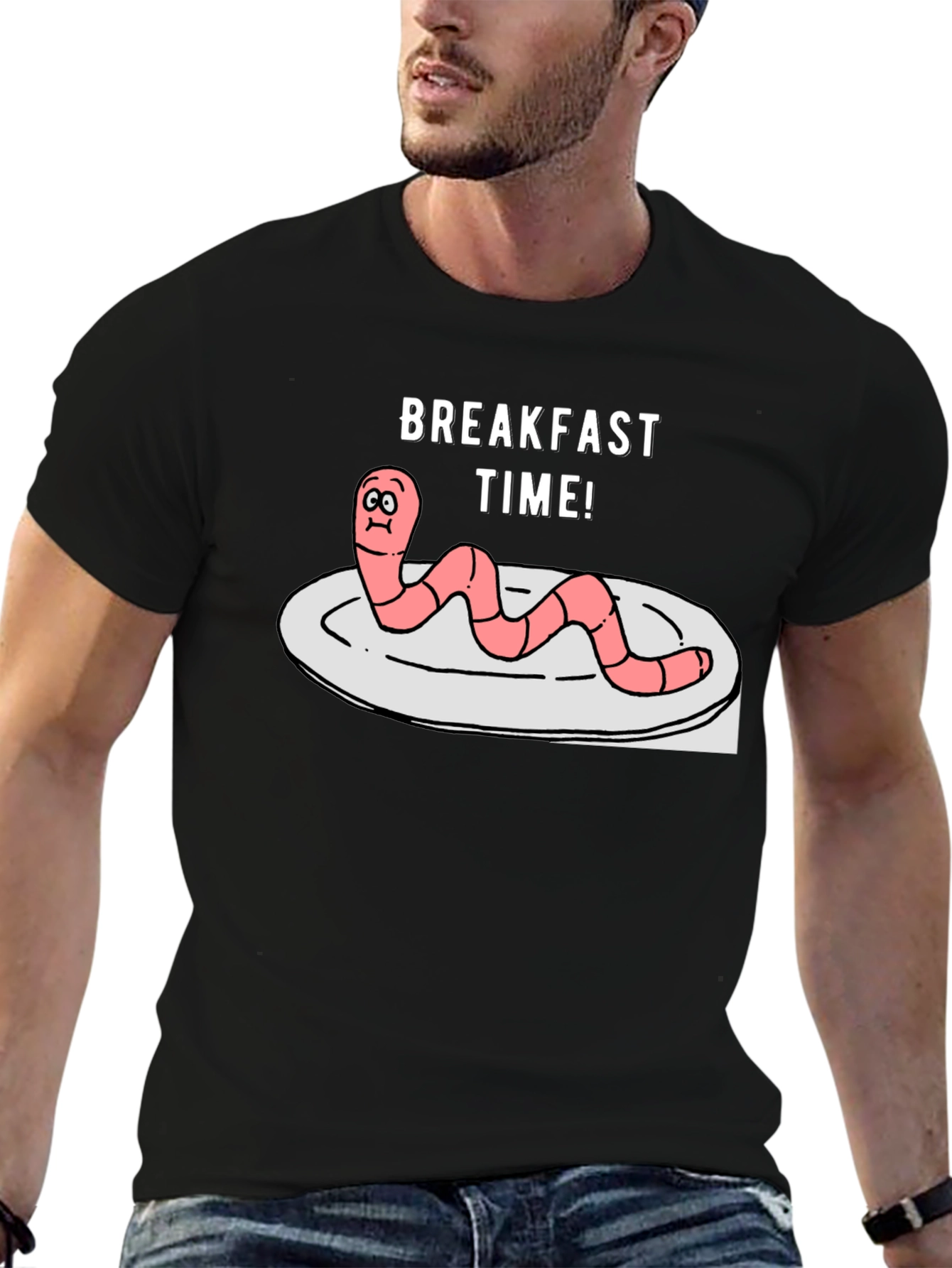 Breakfast Time Worm Graphic T-Shirt