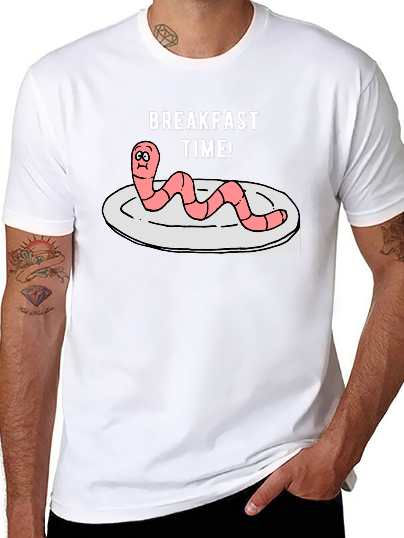 Breakfast Time Worm Graphic T-Shirt