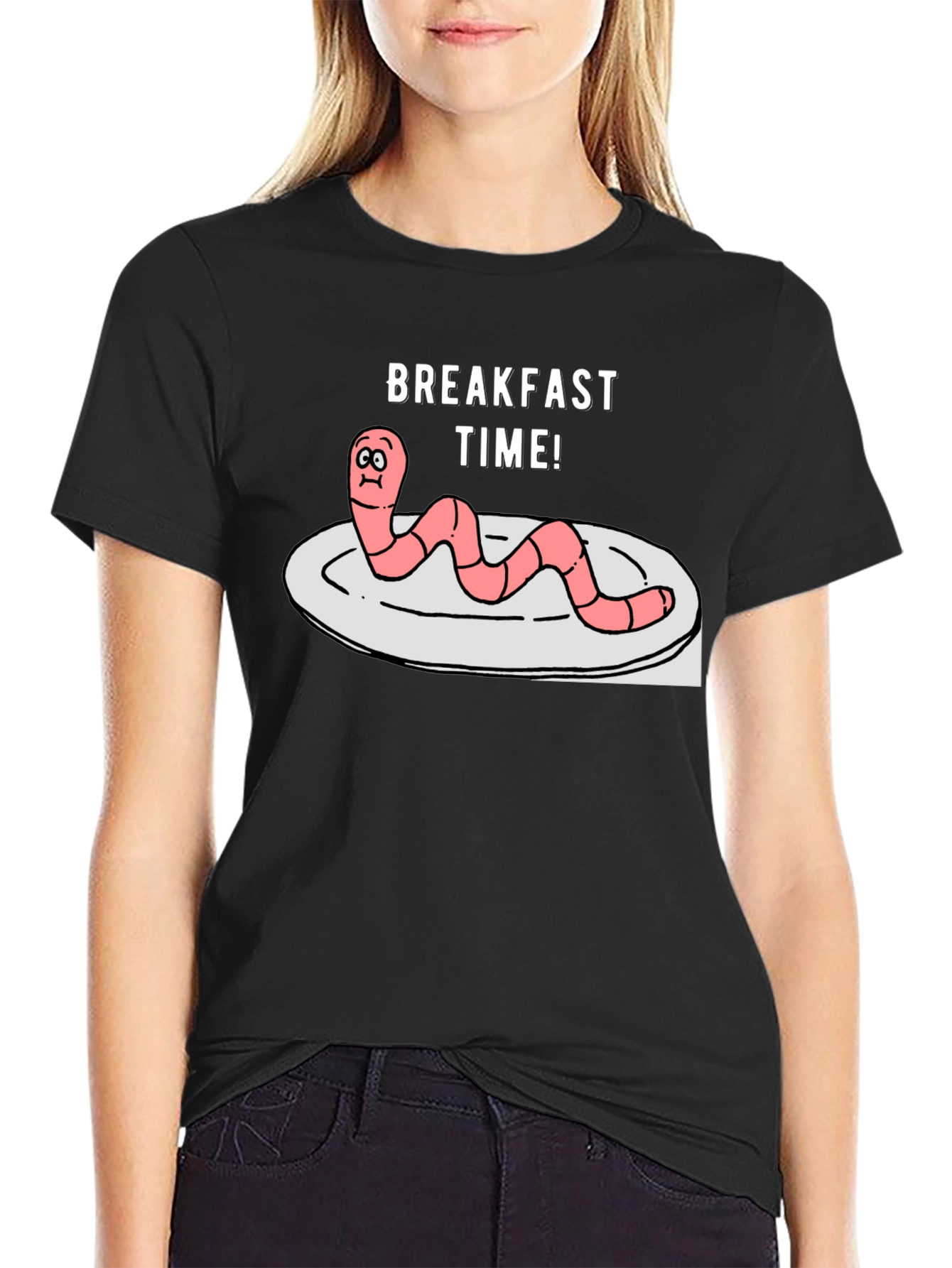 Breakfast Time Worm Graphic T-Shirt