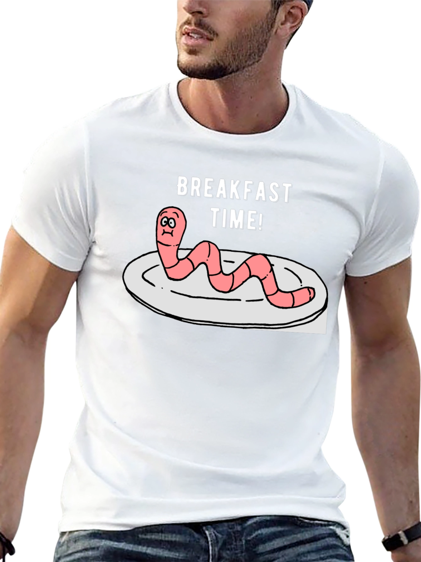 Breakfast Time Worm Graphic T-Shirt