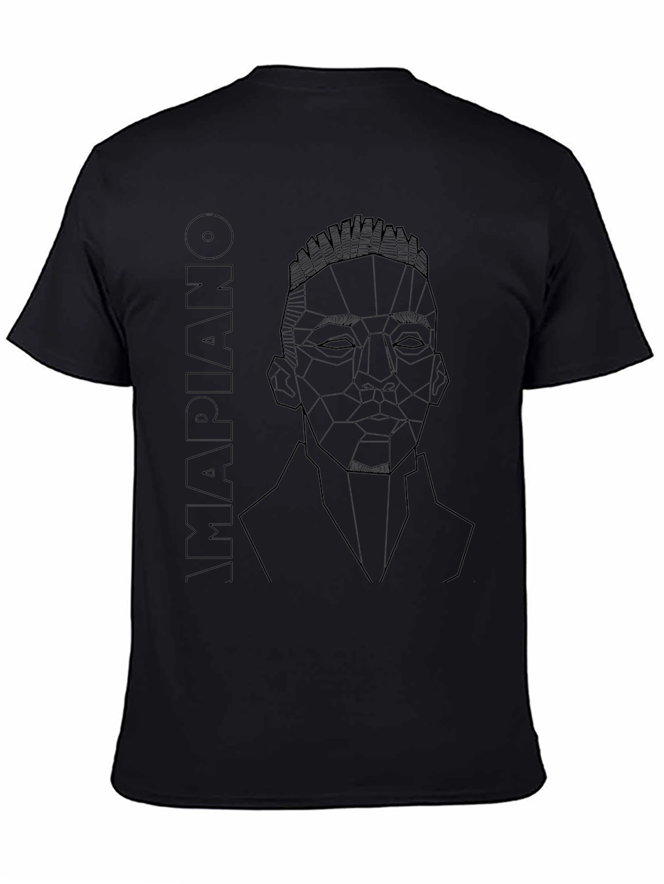 Geometric Amapiano Portrait Tee - Black