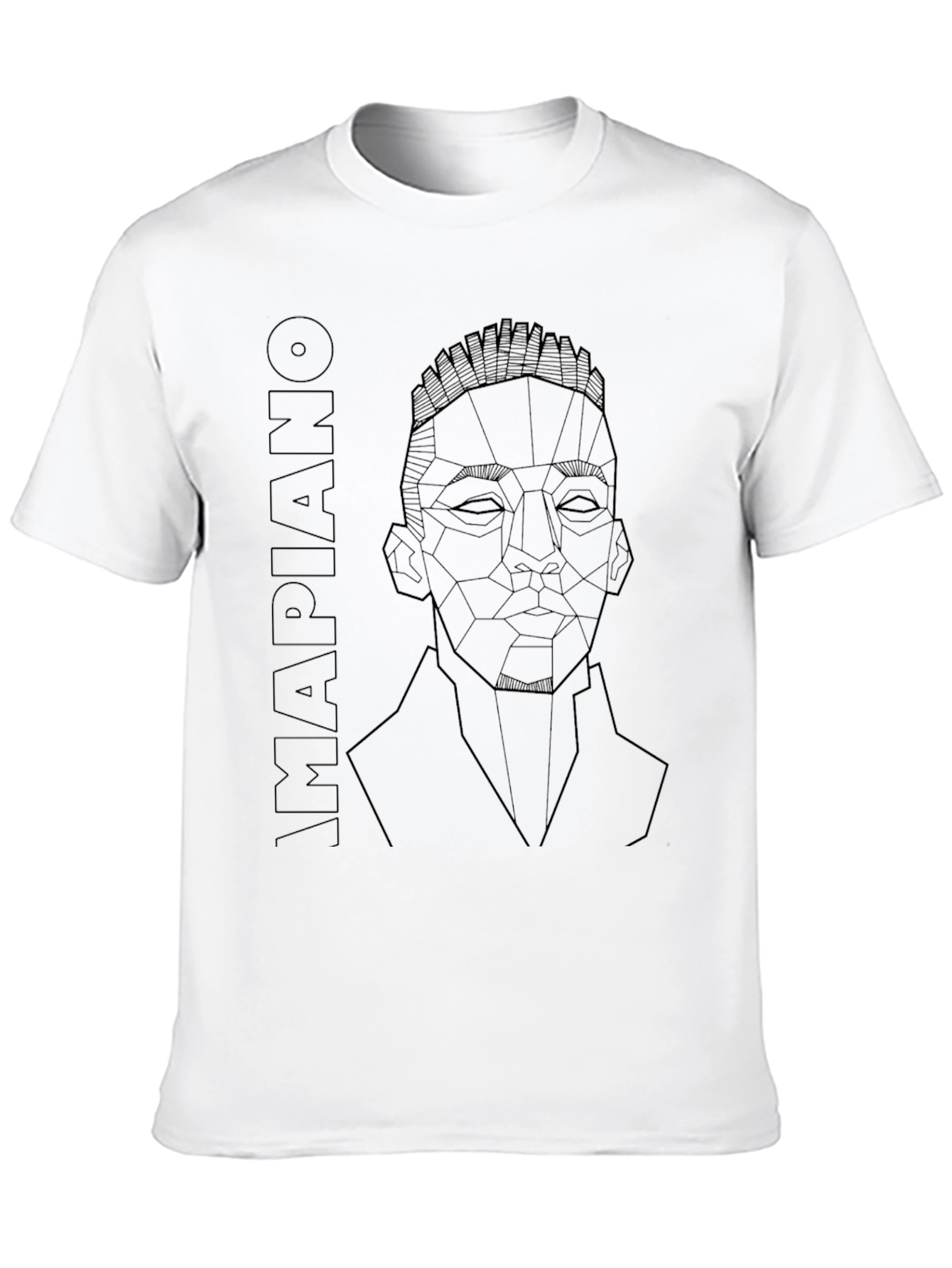 Geometric Amapiano Portrait Tee - Black