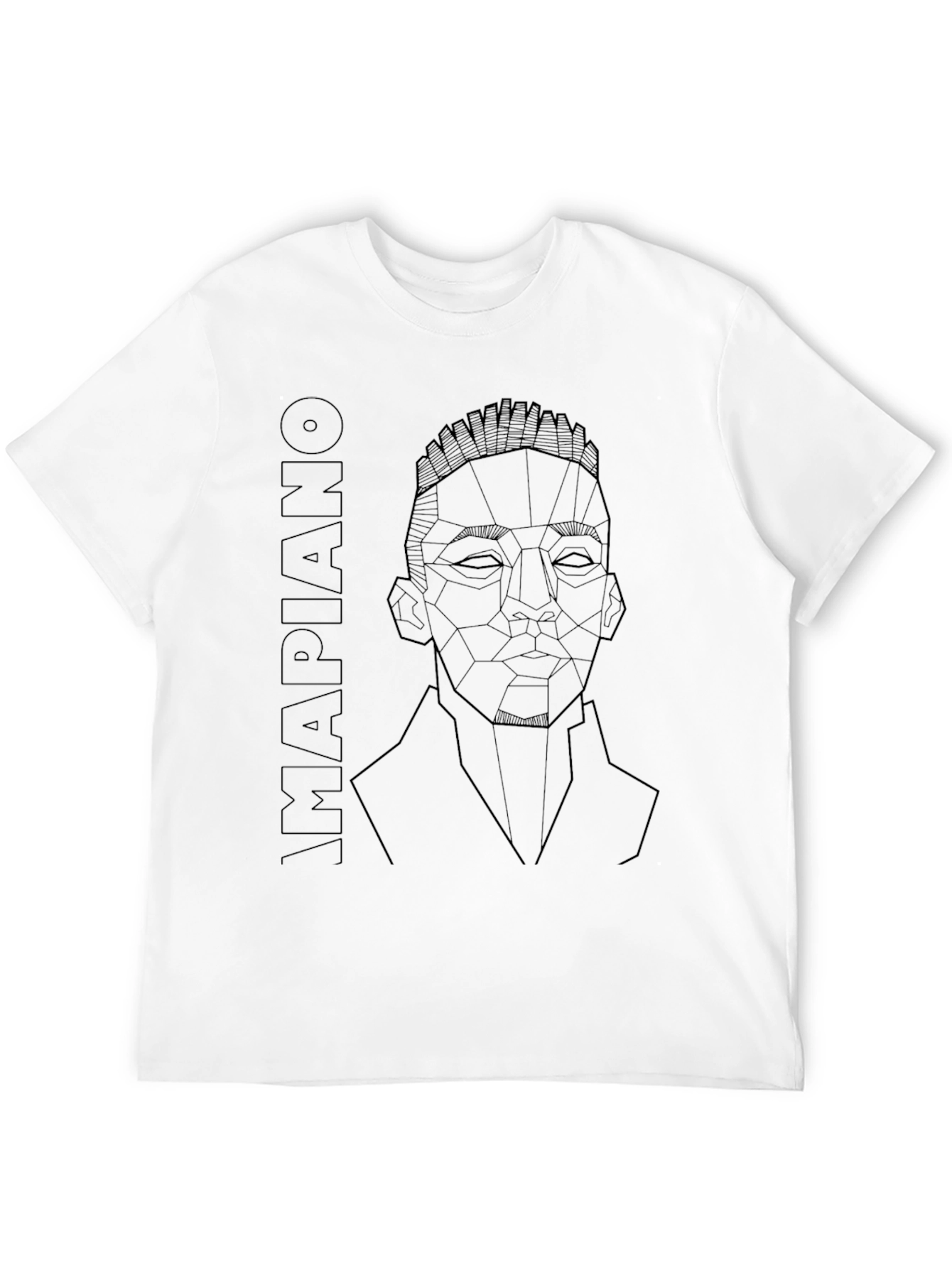 Geometric Amapiano Portrait Tee - Black