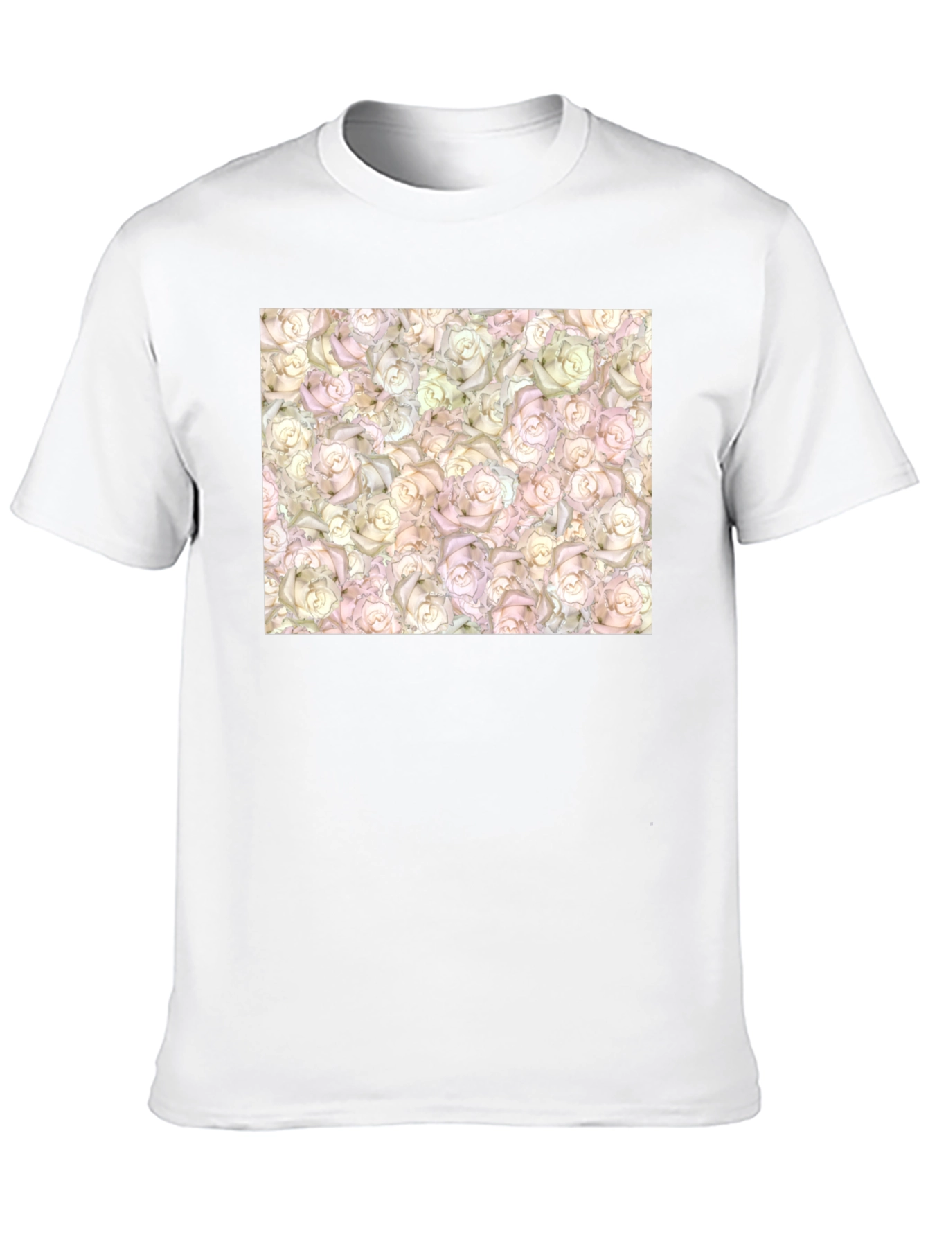 Floral Rose Pattern T-Shirt - Black