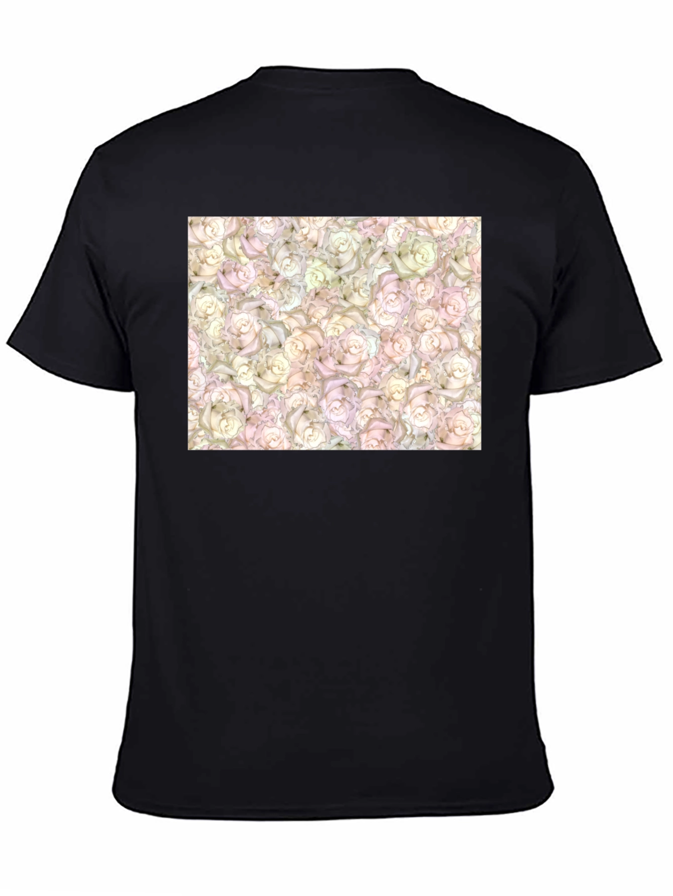 Floral Rose Pattern T-Shirt - Black