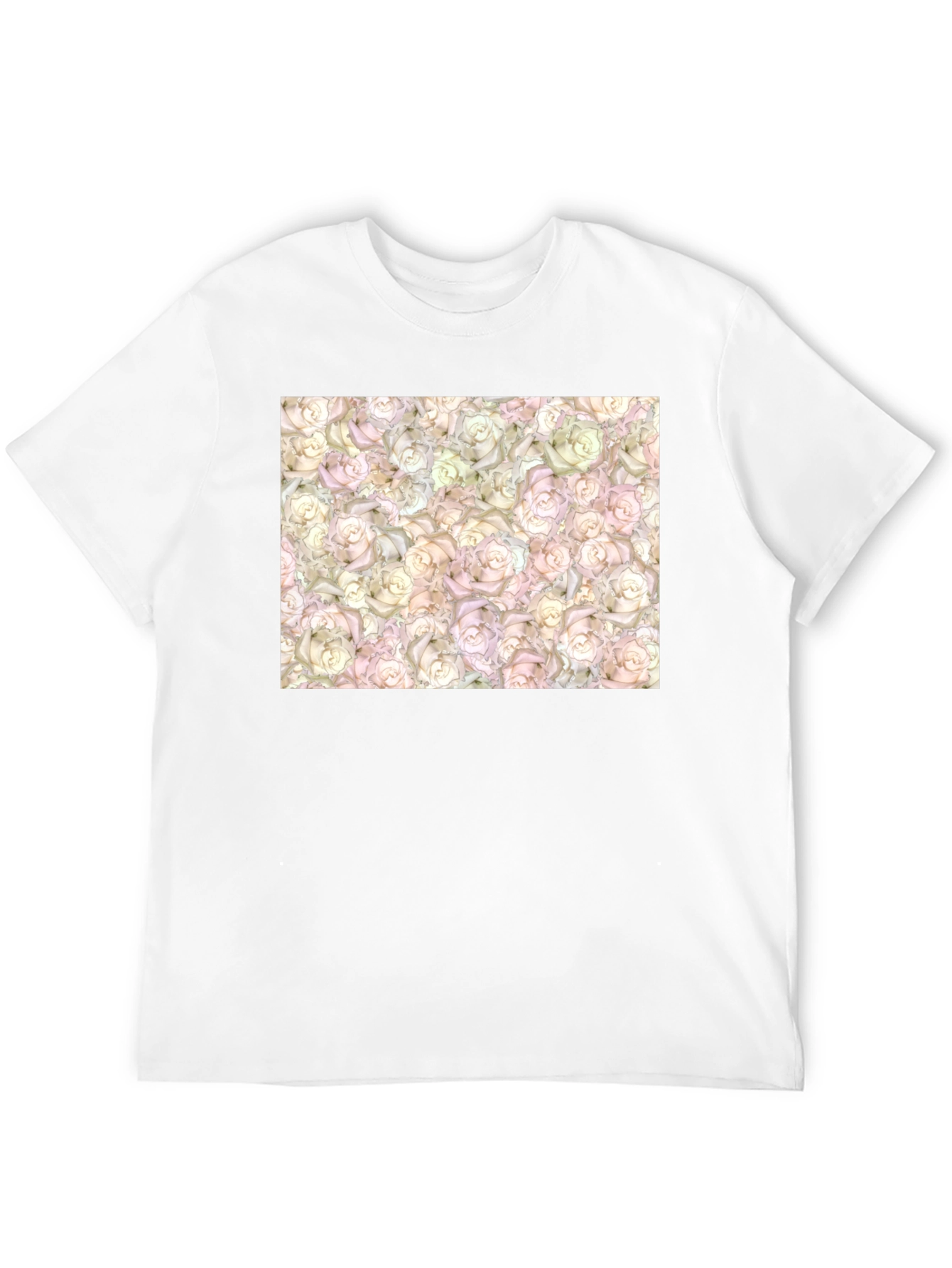 Floral Rose Pattern T-Shirt - Black