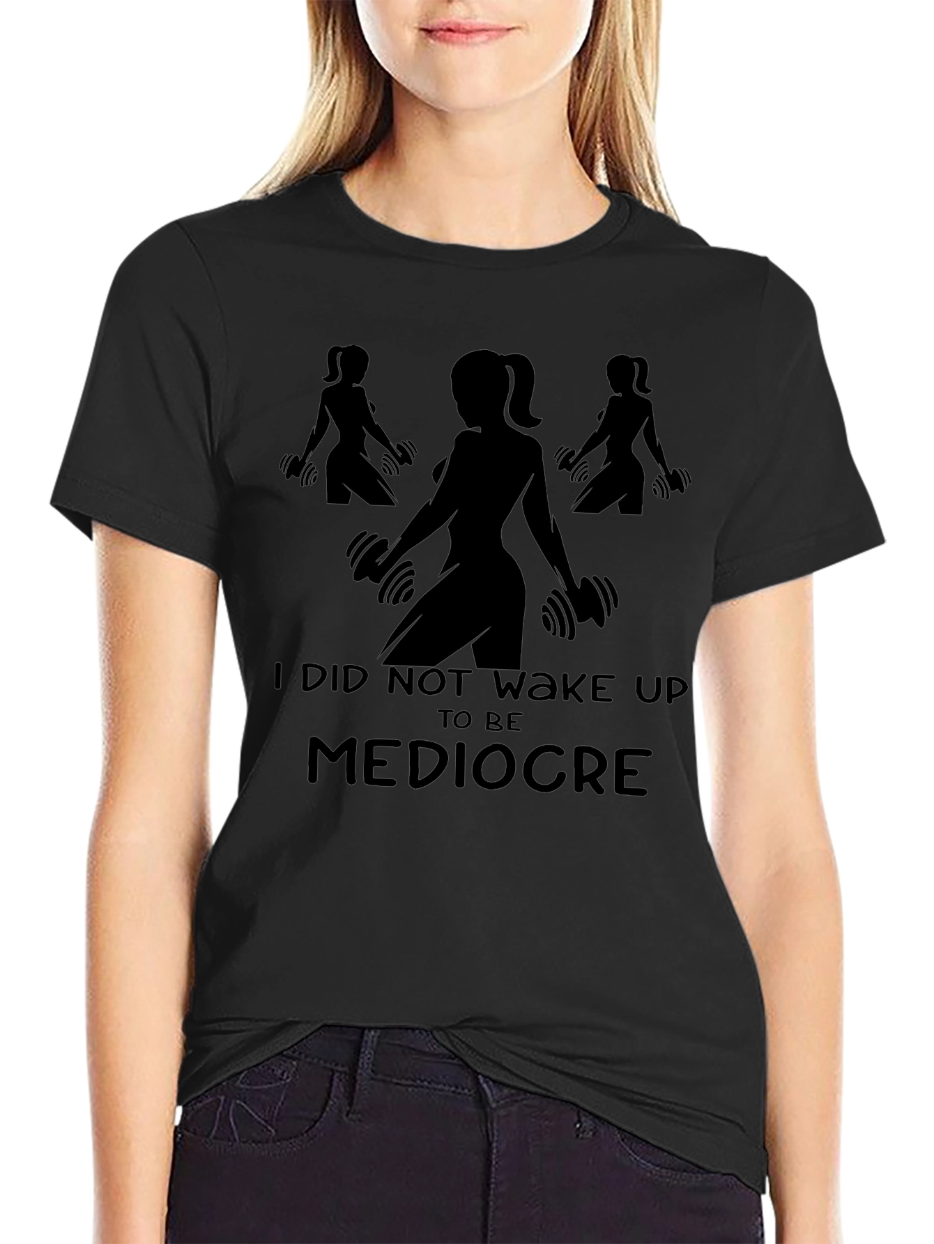 Womens Fitness Graphic T-Shirt - Not Mediocre