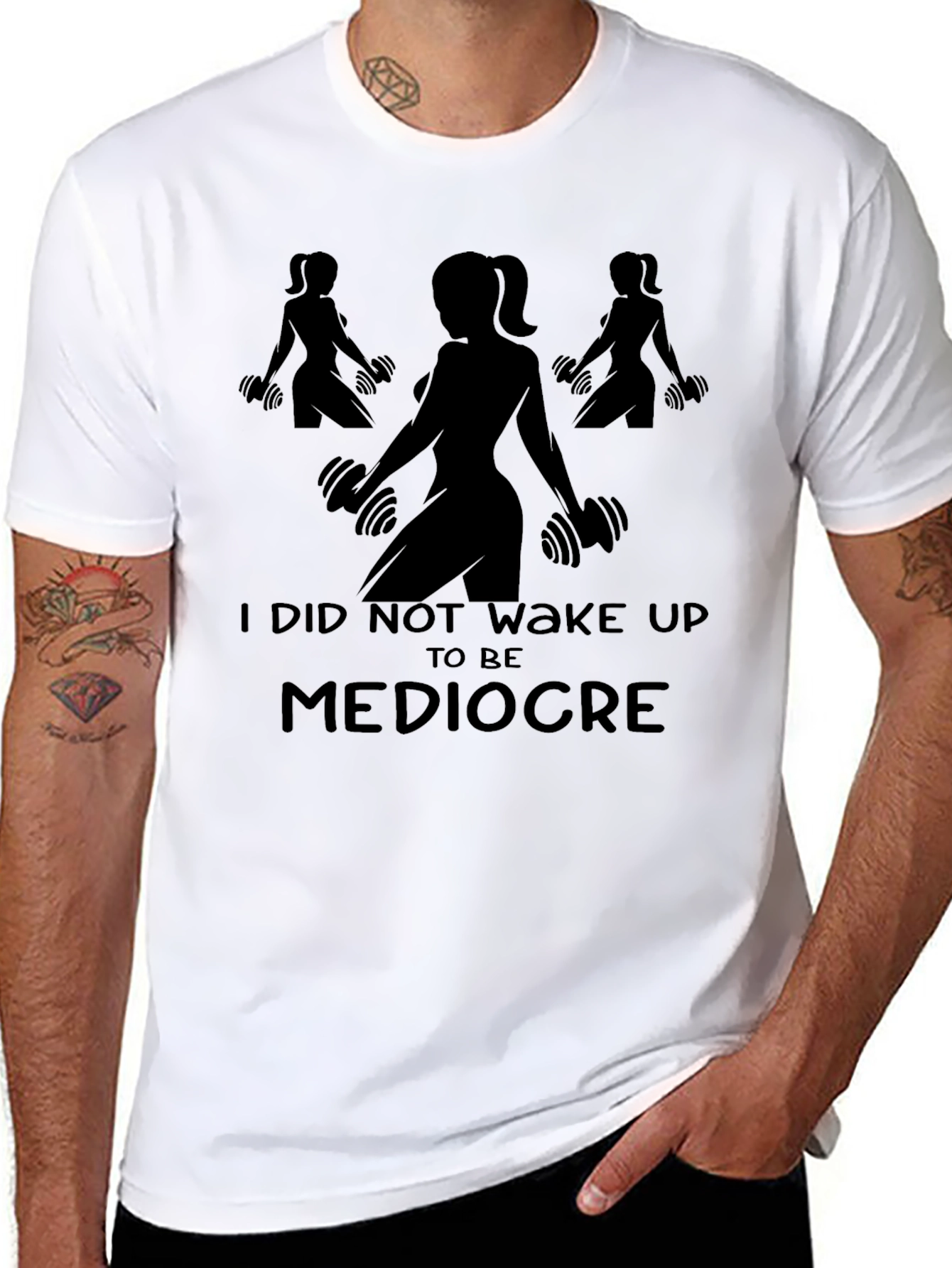 Womens Fitness Graphic T-Shirt - Not Mediocre