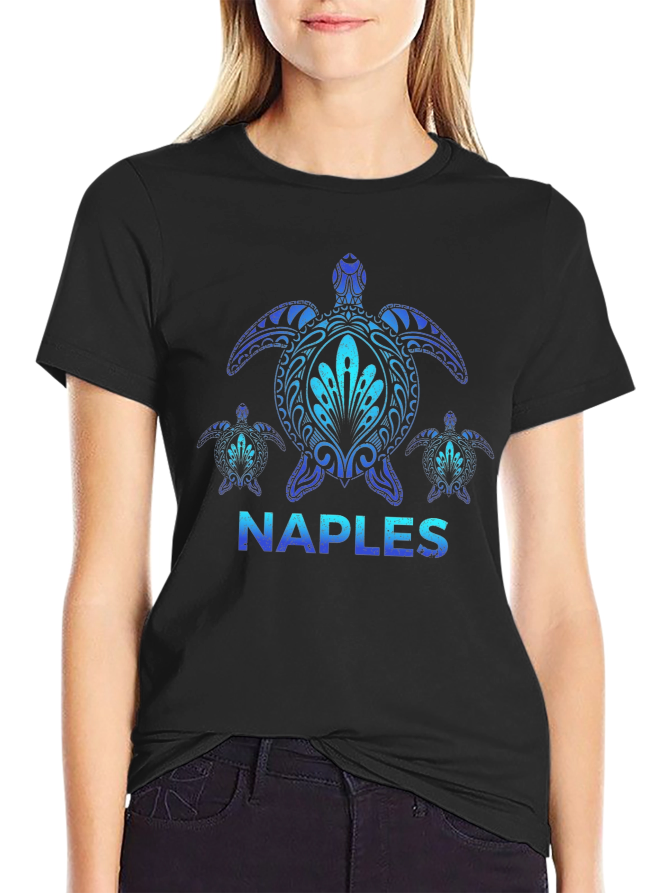 Naples Turtle Graphic Tee - Stylish Black T-Shirt