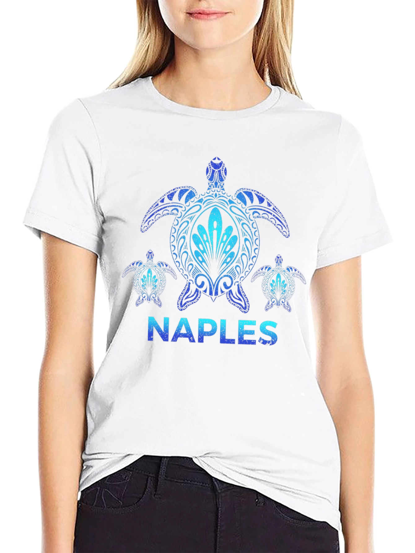 Naples Turtle Graphic Tee - Stylish Black T-Shirt