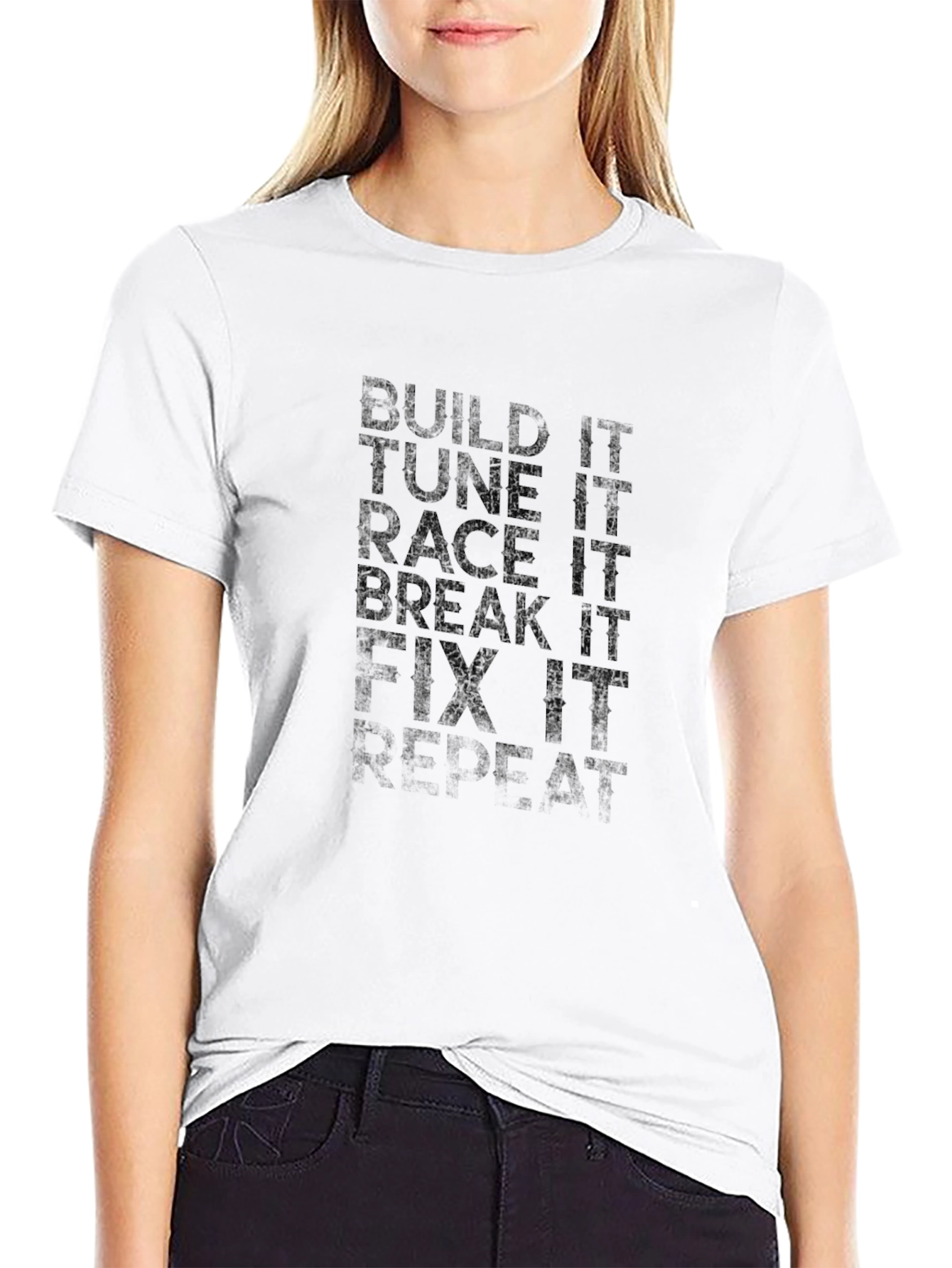 Build Tune Race Fix Repeat Black T-Shirt