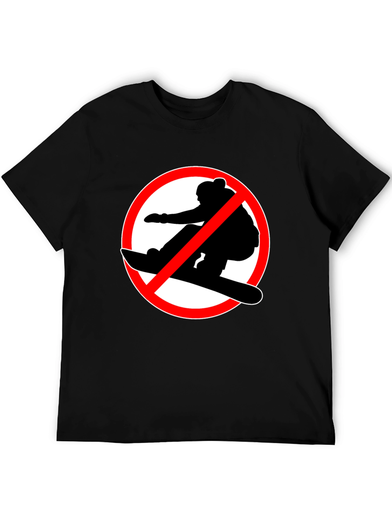 No Snowboarding Black T-Shirt - Novelty Graphic Tee