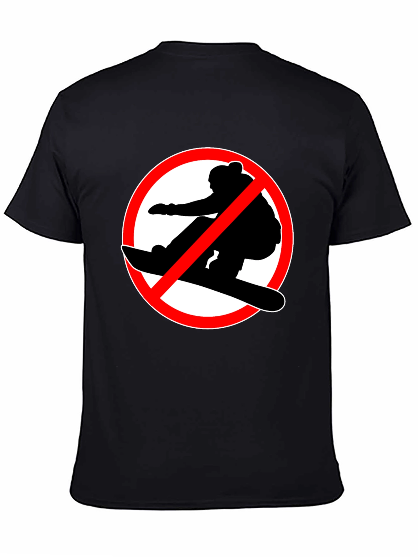 No Snowboarding Black T-Shirt - Novelty Graphic Tee