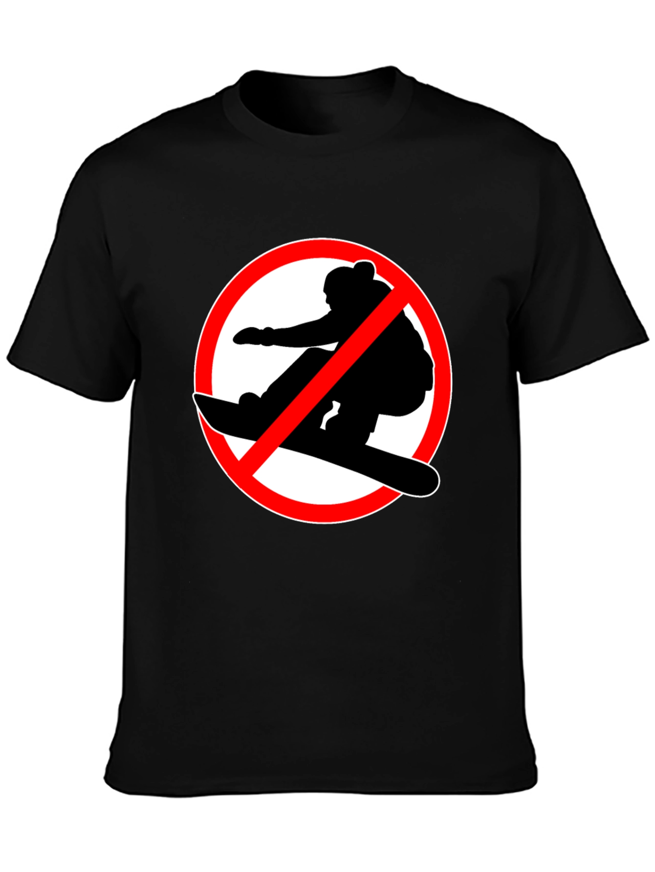 No Snowboarding Black T-Shirt - Novelty Graphic Tee