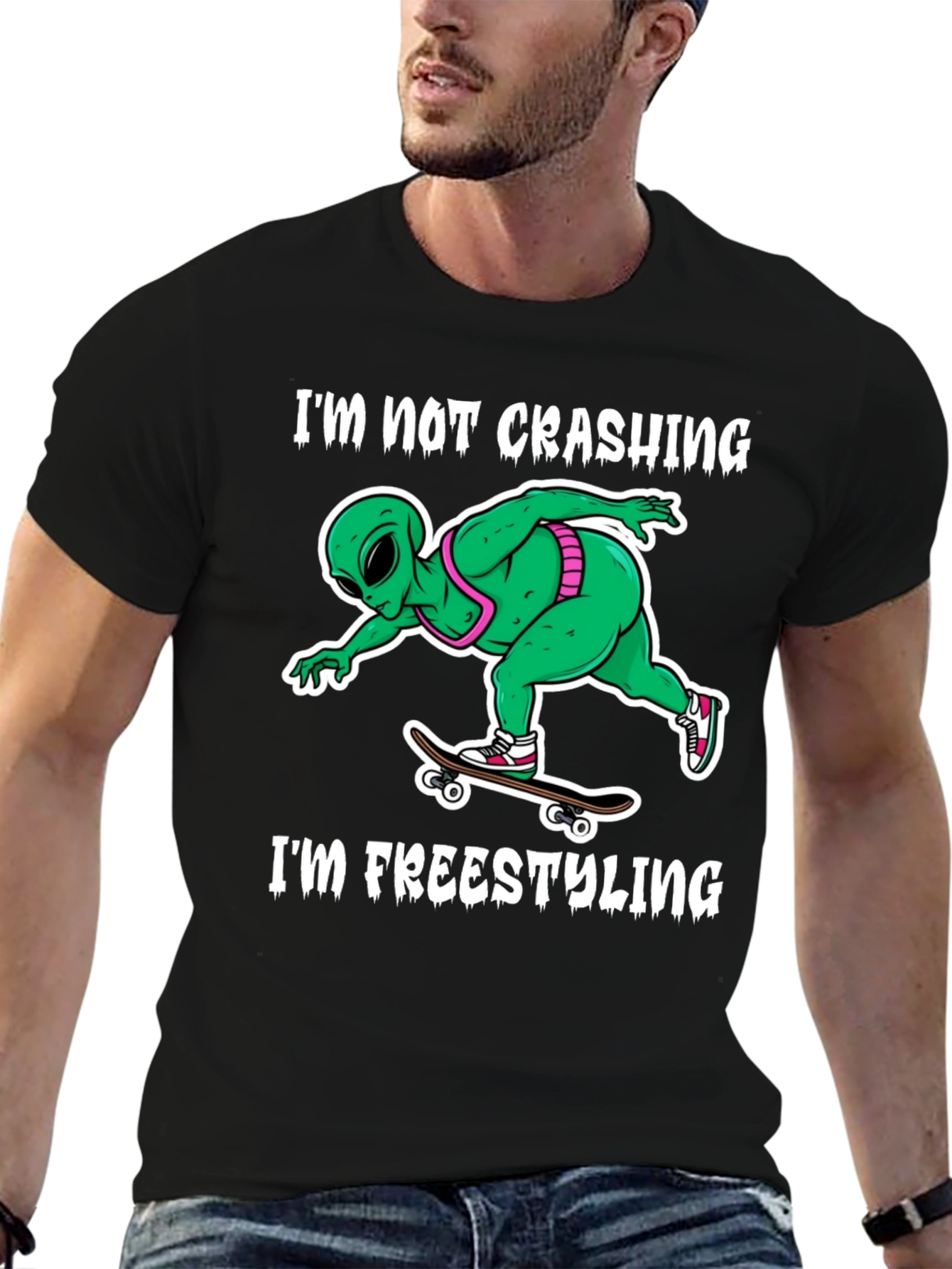 Alien Freestyling Skateboard T-Shirt