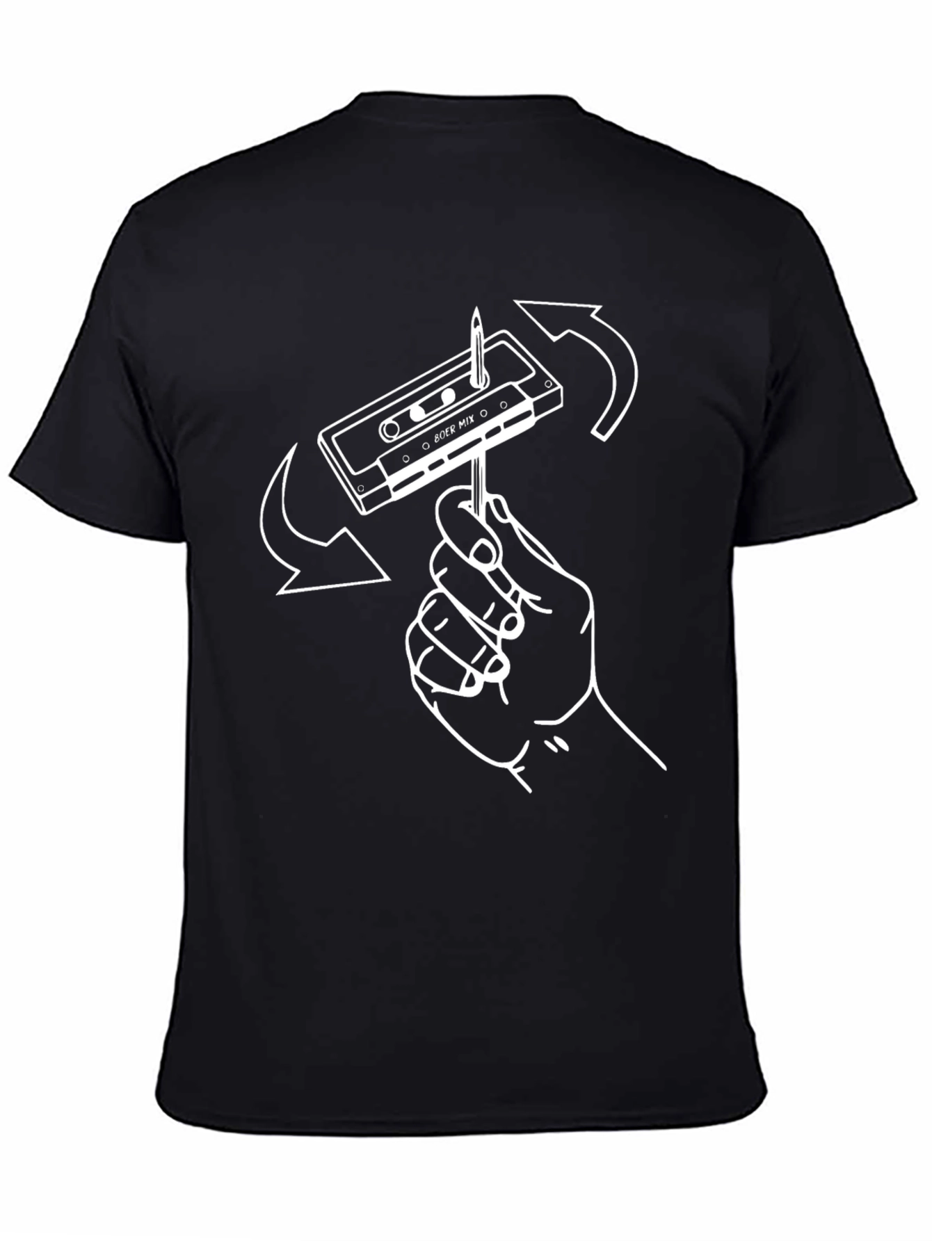 Retro Cassette Tape T-Shirt - Hand Rewind Design