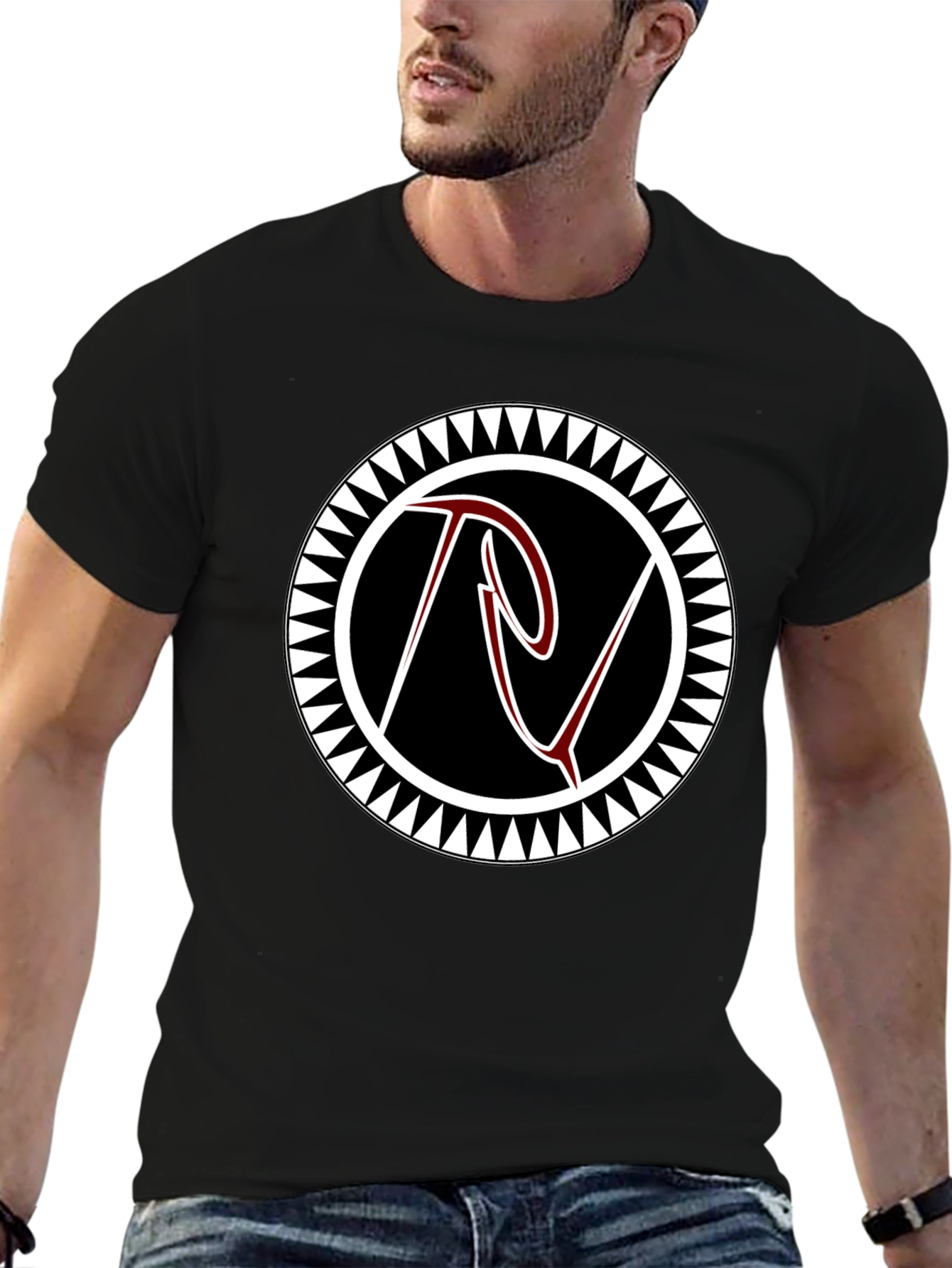 Black Tee with Tribal Circle Logo