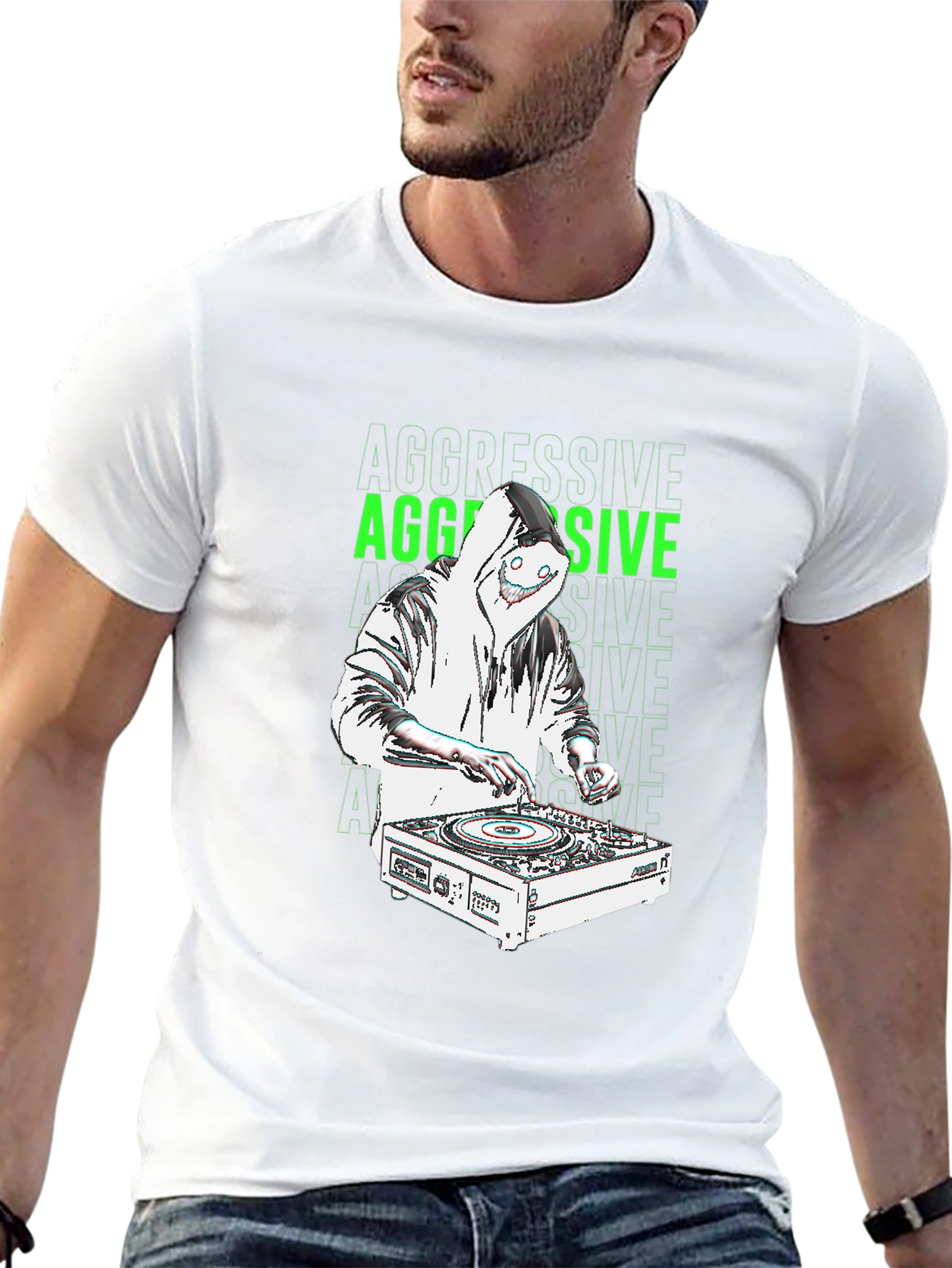 Aggressive DJ Graphic T-Shirt