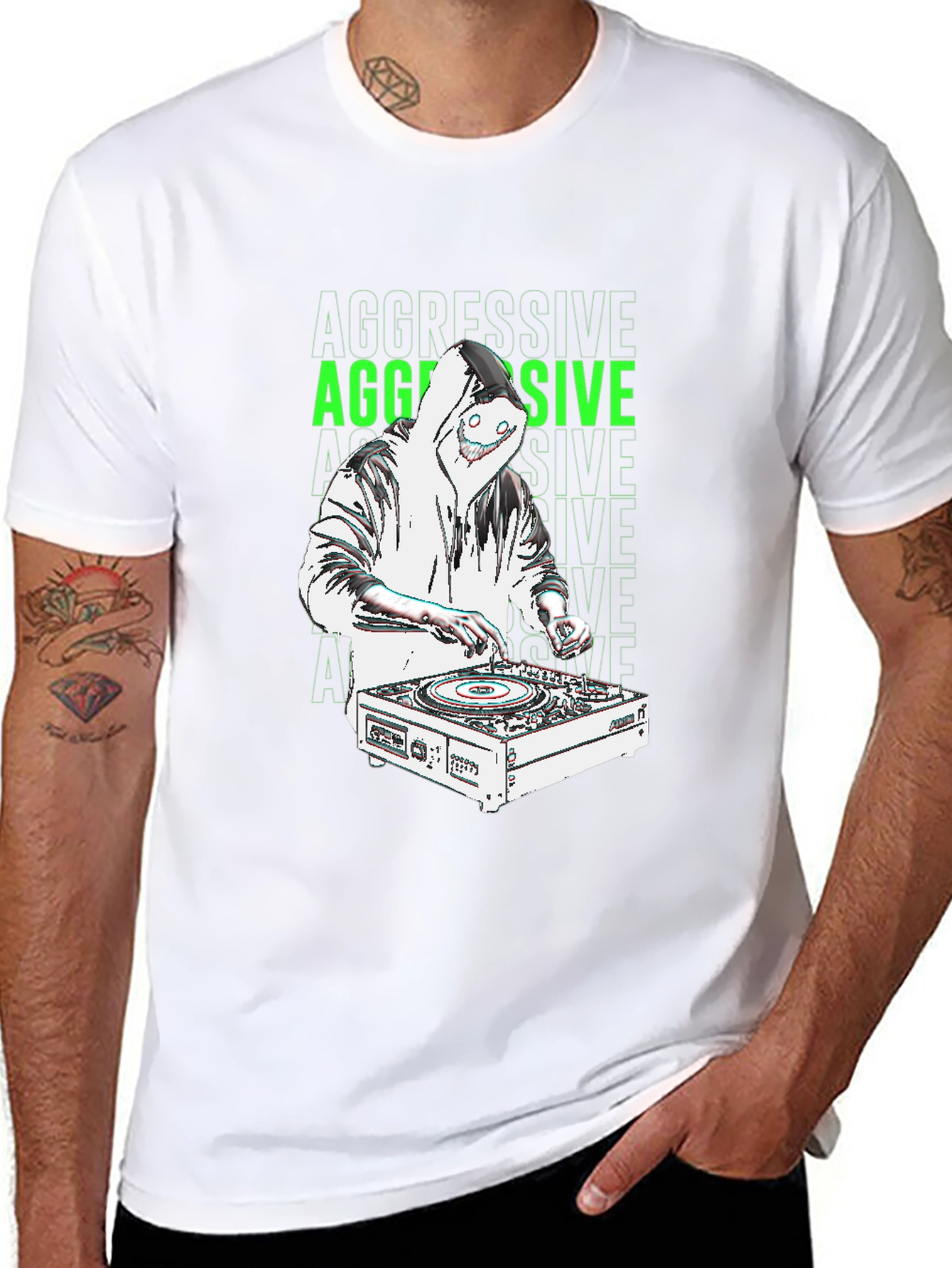 Aggressive DJ Graphic T-Shirt