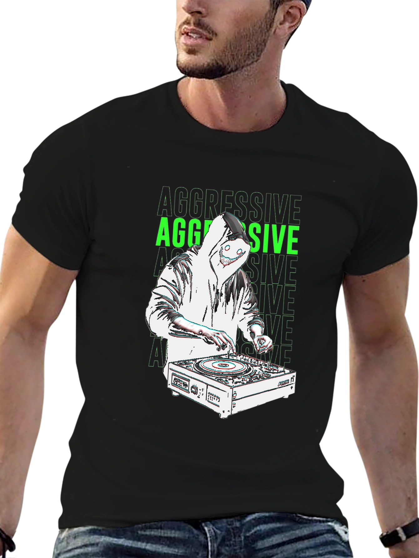 Aggressive DJ Graphic T-Shirt