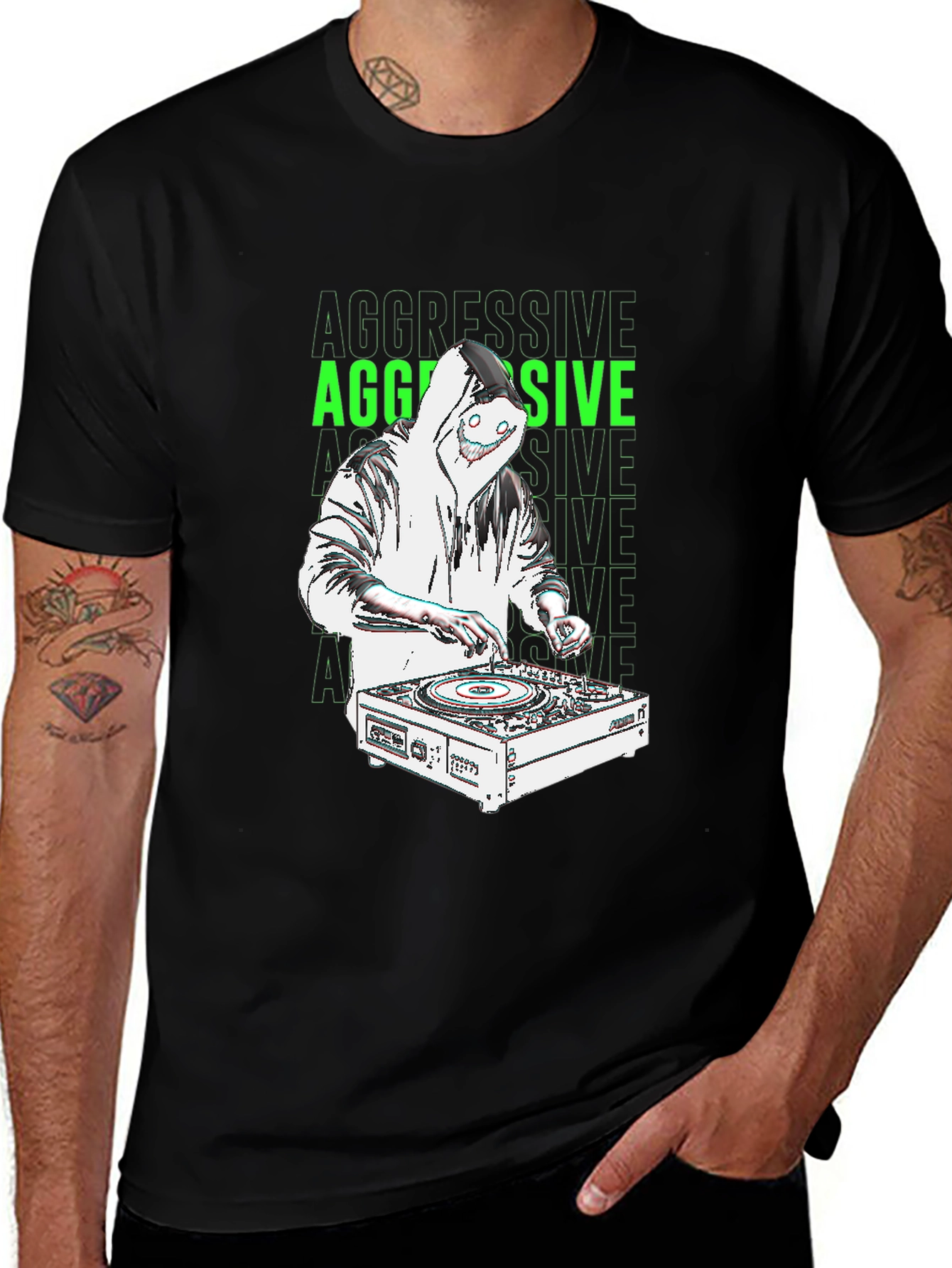 Aggressive DJ Graphic T-Shirt