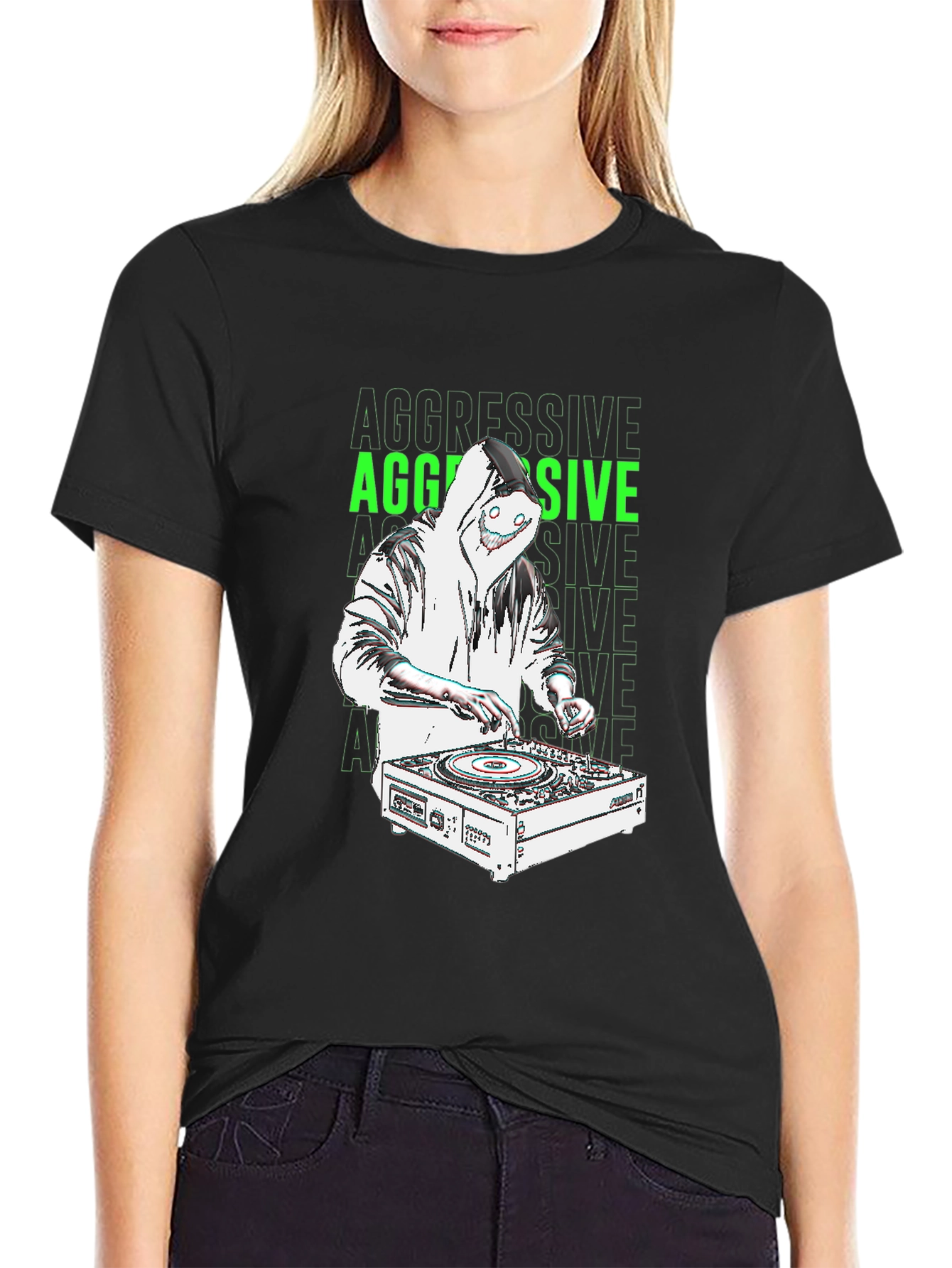 Aggressive DJ Graphic T-Shirt