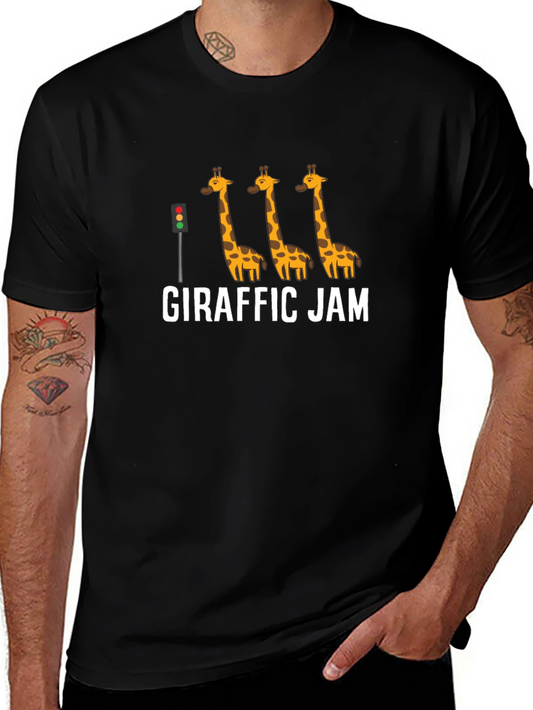 Giraffe Jam Graphic Tee - Funny Animal Traffic Design