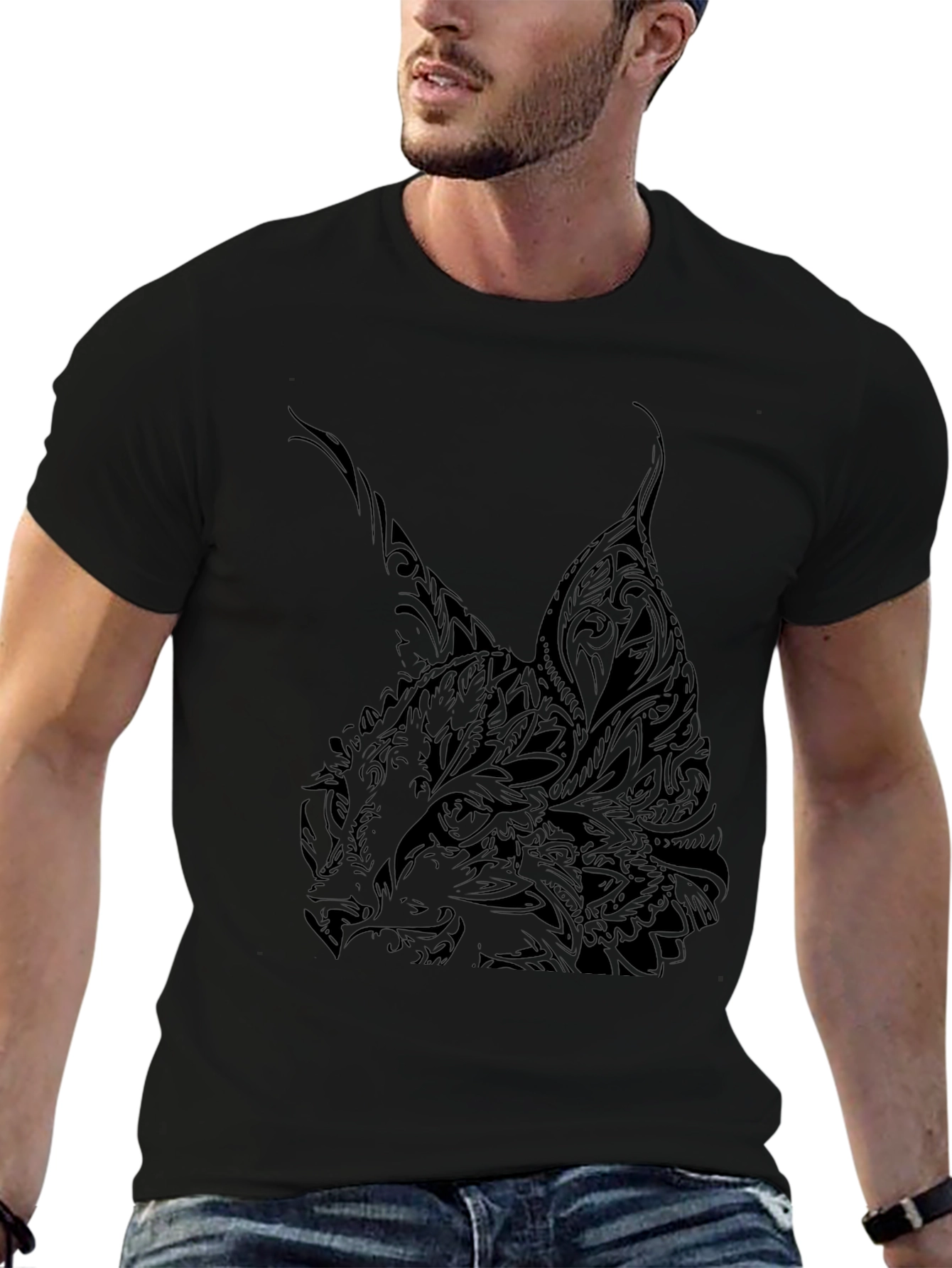 Mens Black Lynx Graphic T-Shirt